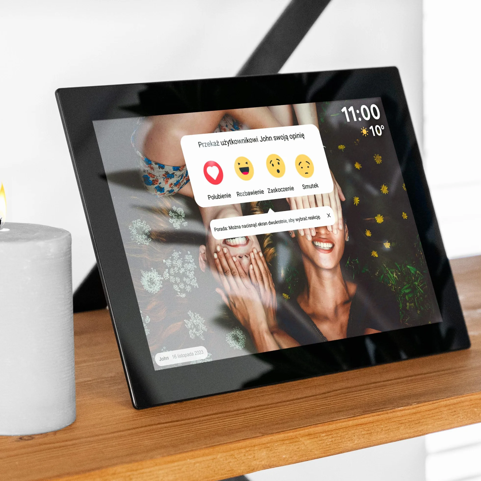 Krüger&Matz Cyfrowa Ramka na Zdjęcia FRAMEO 1280 x 800 px 10,1" Wi-Fi MicroSD Odtwarzanie Klipów Wideo Timer Pogoda Czarna KM1100