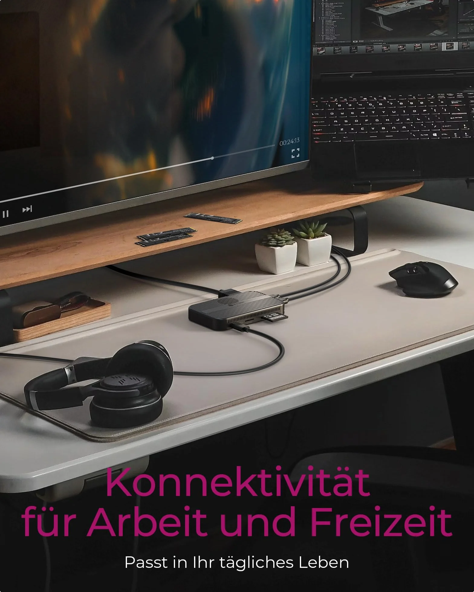 ICY Box USB-C DockingStation M.2 SSD/NVMe i SATA Obudowa USB 3.2 (10 GB/s) bez narzędzia HDMI 4K Power Delivery czytnik kart 100 W Zewnętrzna wtyczka & Play Czarny IB-DK4071M-CU31