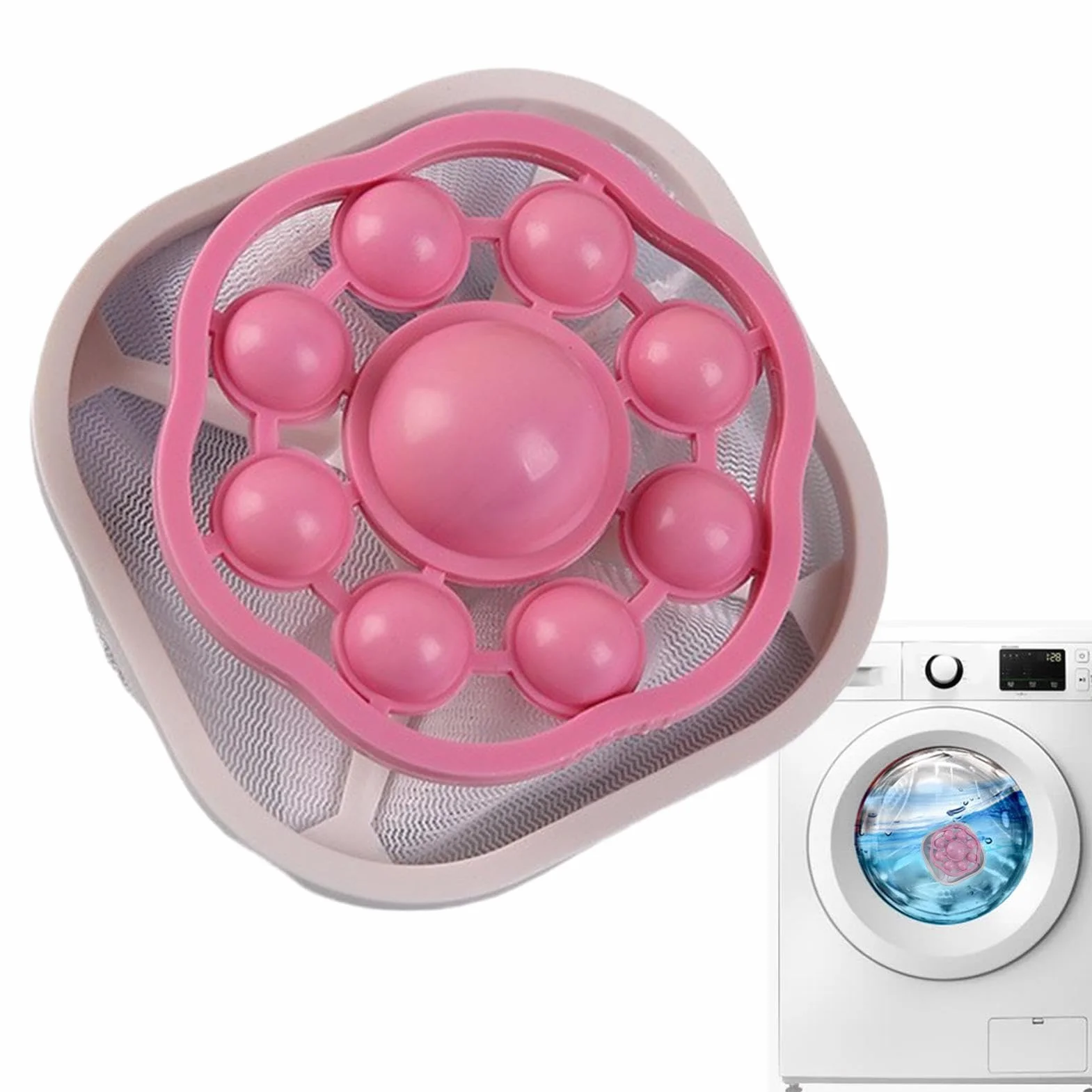 Washing Machine Lint Catcher, Hair Remover Filter Bag, Reduces Lint Build Up, Reusable Laundry Mesh Trap Catches Pet Hairs Ideal for Home Laundry Use, 6.69x3.74 in