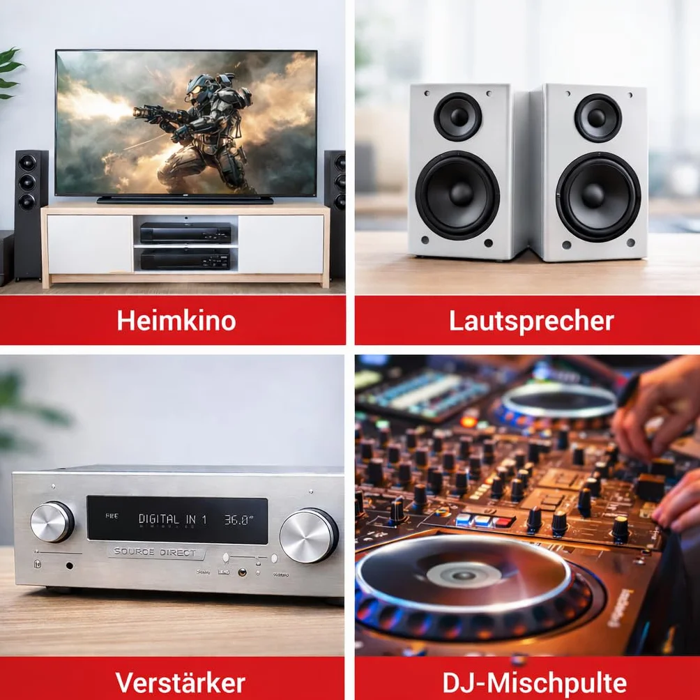 PerfectHD Kabel przedłużający cinch 5 m | kabel audio stereo | 2 x wtyczka na 2 x gniazdo | kabel cinch RCA, kabel przyłączeniowy, przedłużenie
