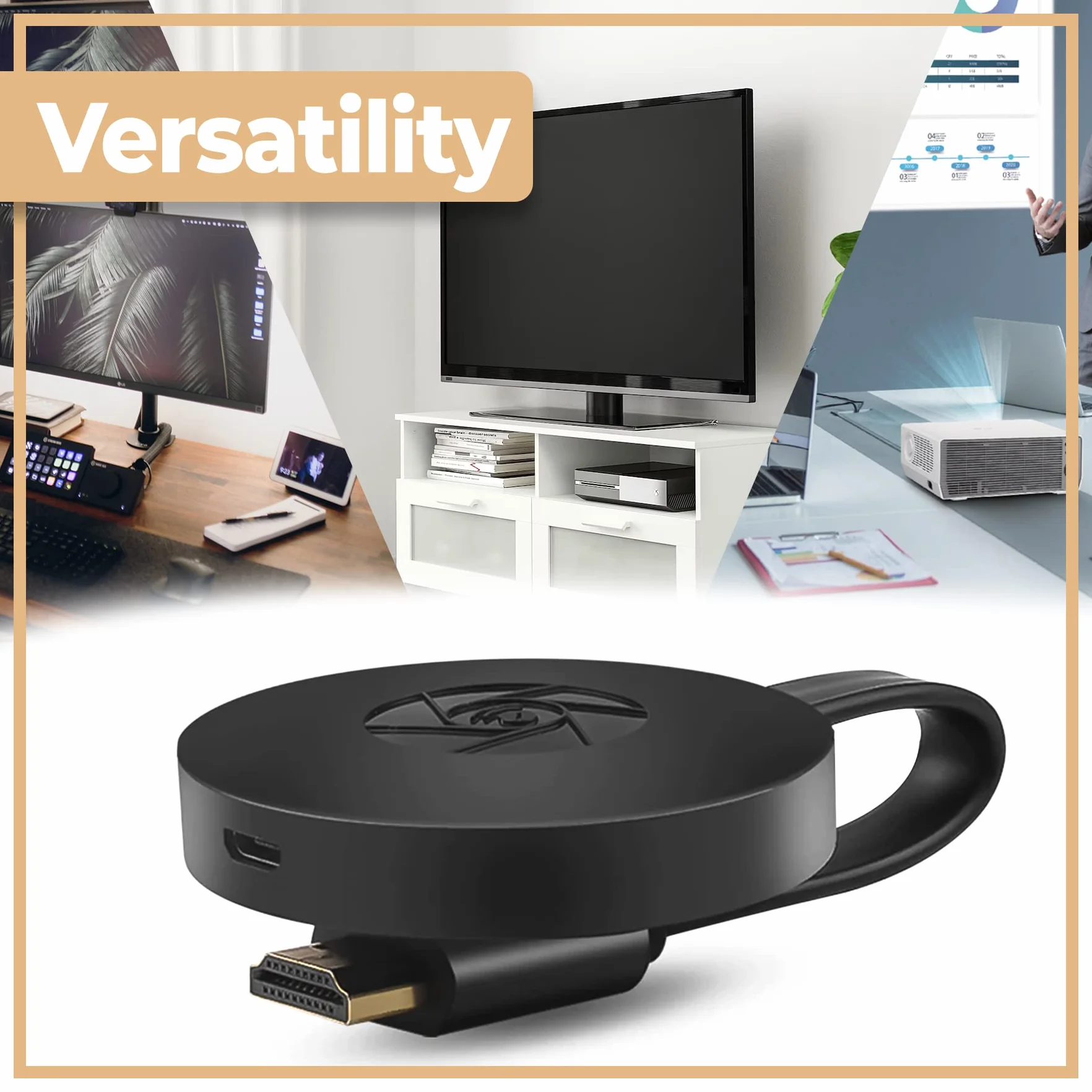 Retoo Bezprzewodowy odbiornik wyświetlacza HDMI Dongle Streaming 1080p 4K, odbiornik wyświetlacza WiFi, obsługa DLNA Miracast Airplay, odtwarzacz multimedialny do systemu Android, Phone, PC, Windows