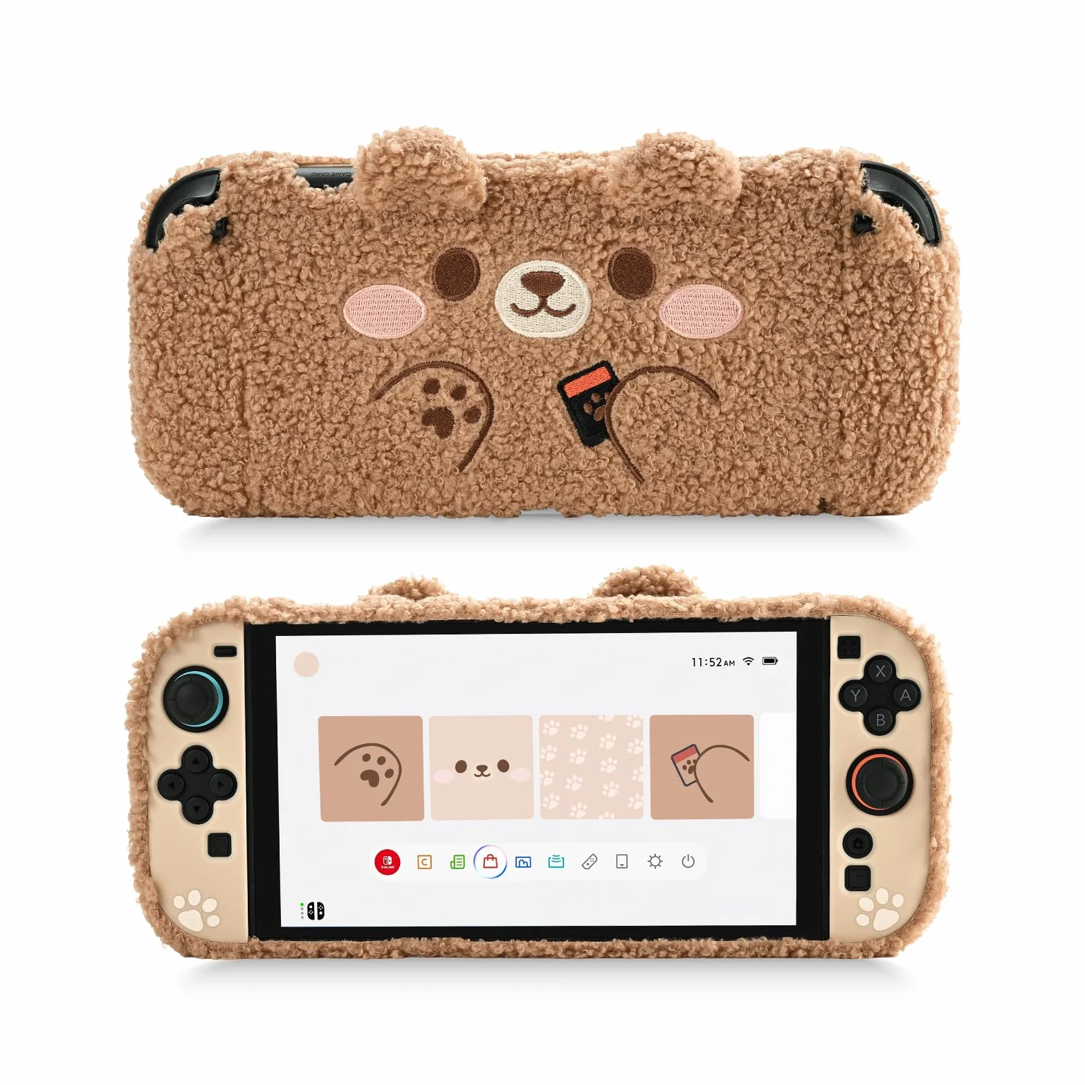 GeekShare Pluszowe etui kompatybilne z Switch 2 (2025), NS2 etui ochronne do konsoli Switch i kontrolera Grip Joy, pluszowy miś