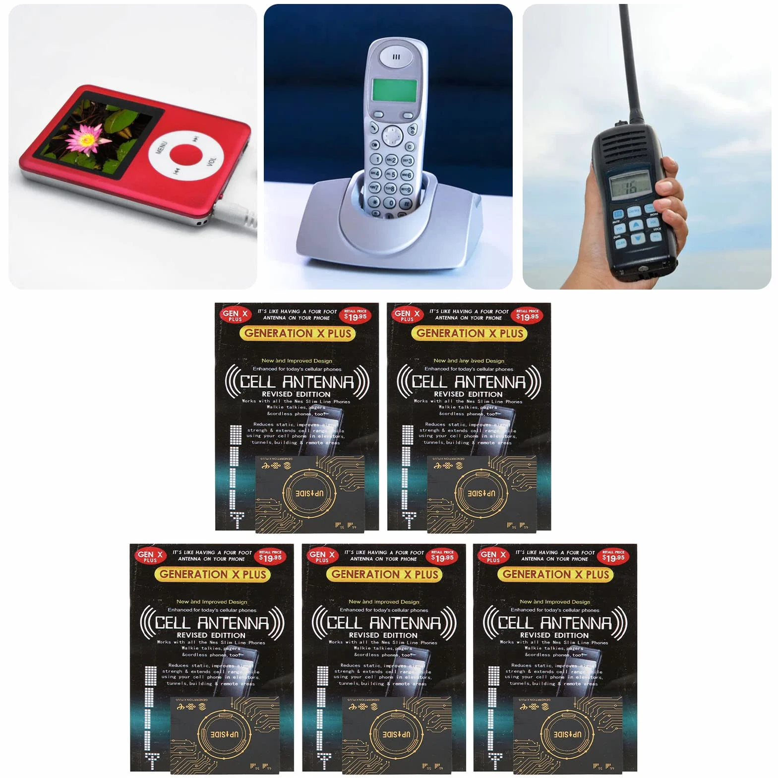 5 PCS Buzzers Naklejka Wzmacniająca sygnał, Samoprzylepny Telefon Wzmacniacz Sygnału Antenowego, Wzmacniacz Sygnału, do Dwukierunkowych Radiotelefonów, Pda's, Domofon,