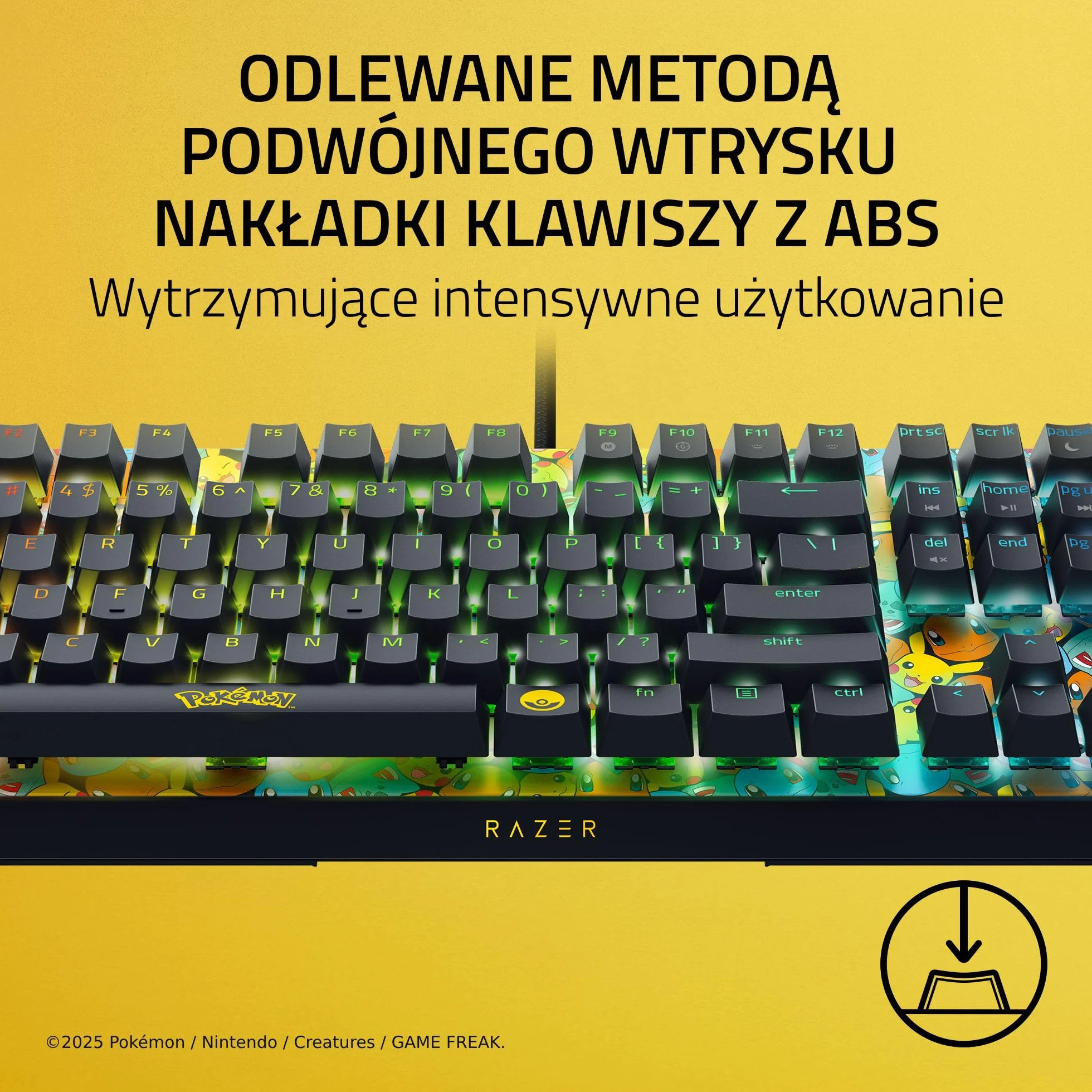 Razer BlackWidow V4 X Pokémon Edition mechaniczna klawiatura do gier Chroma RGB zielony przełączniki Clicky QWERTY US-Layout