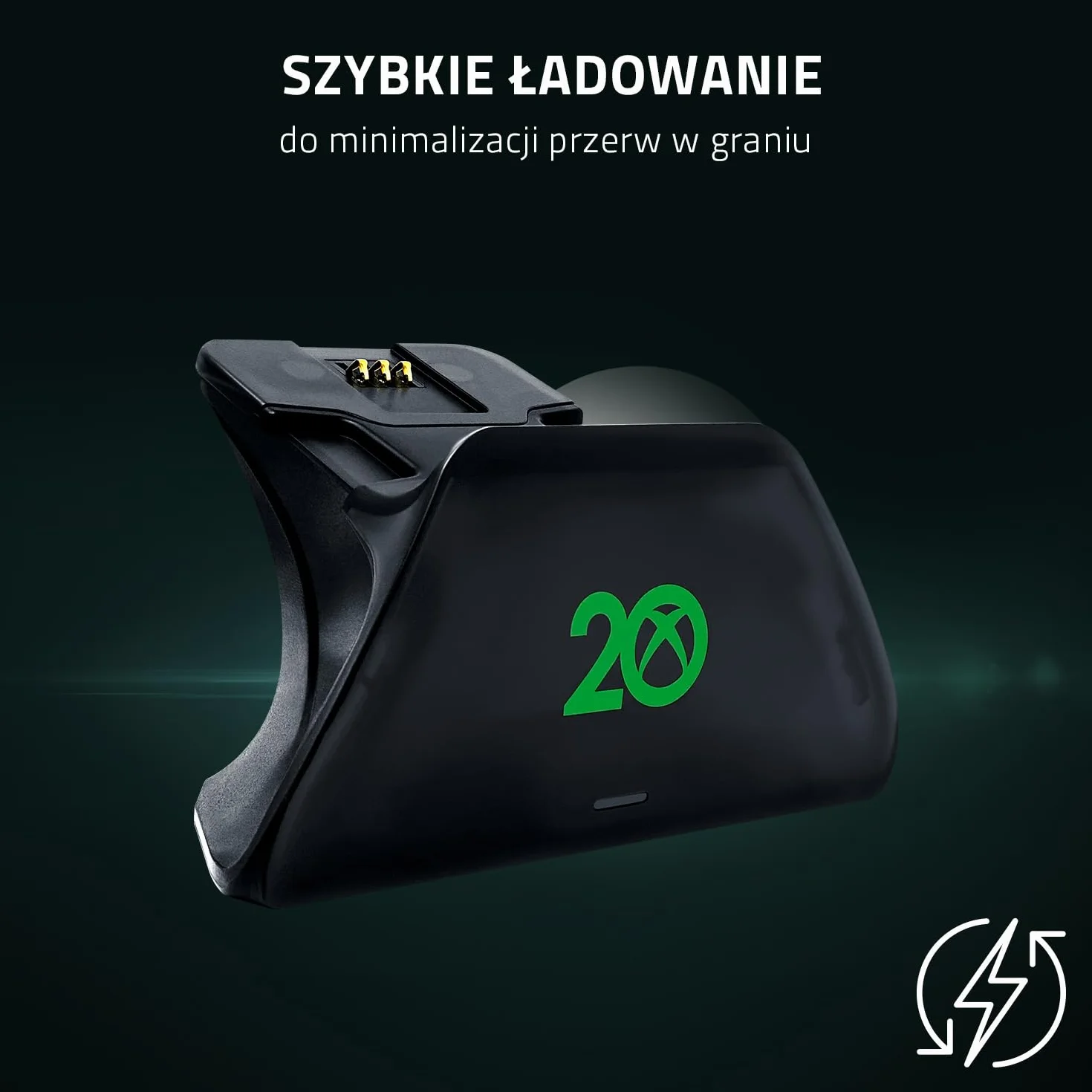 Razer RC21-01750900-R3M1, Uniwersalny stojak do szybkiego ładowania do kontrolerów Xbox (szybkie ładowanie, uniwersalna kompatybilność z nowymi i starymi kontrolerami), Czarny/przezroczysty