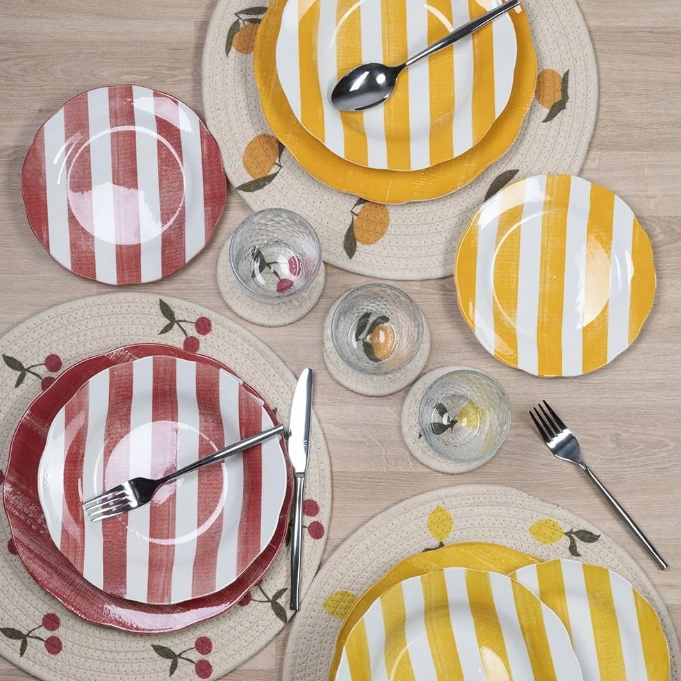 Versilia Zestaw 6 porcelanowych talerzy do zupy pomarańczowy