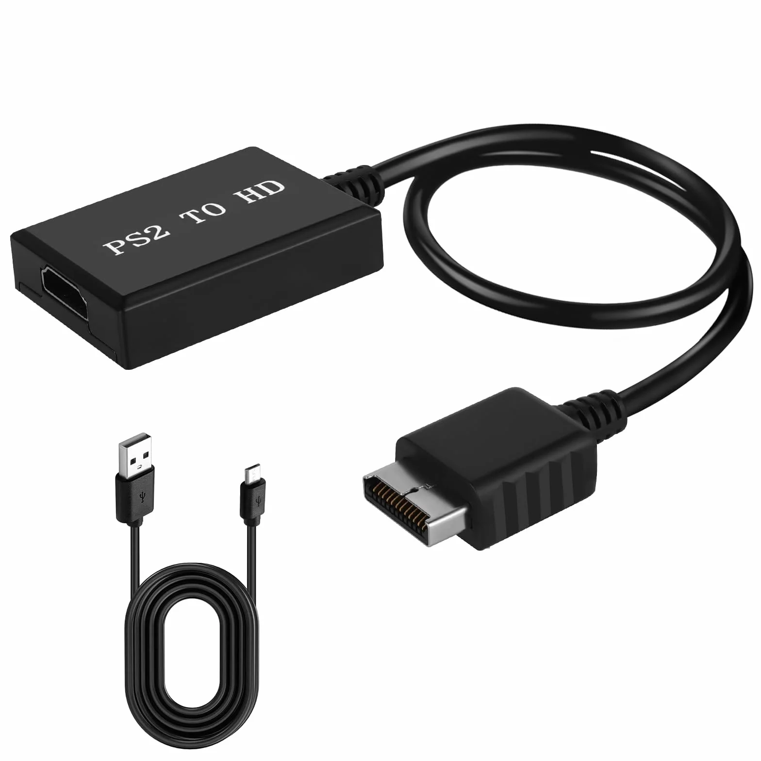 AXFEE Kabel adaptera PS2 na HDMI, adapter konwertera PS2/Slim PS2 na HDMI, kompatybilny z adapterem HDMI Playstation 2, audio i wideo