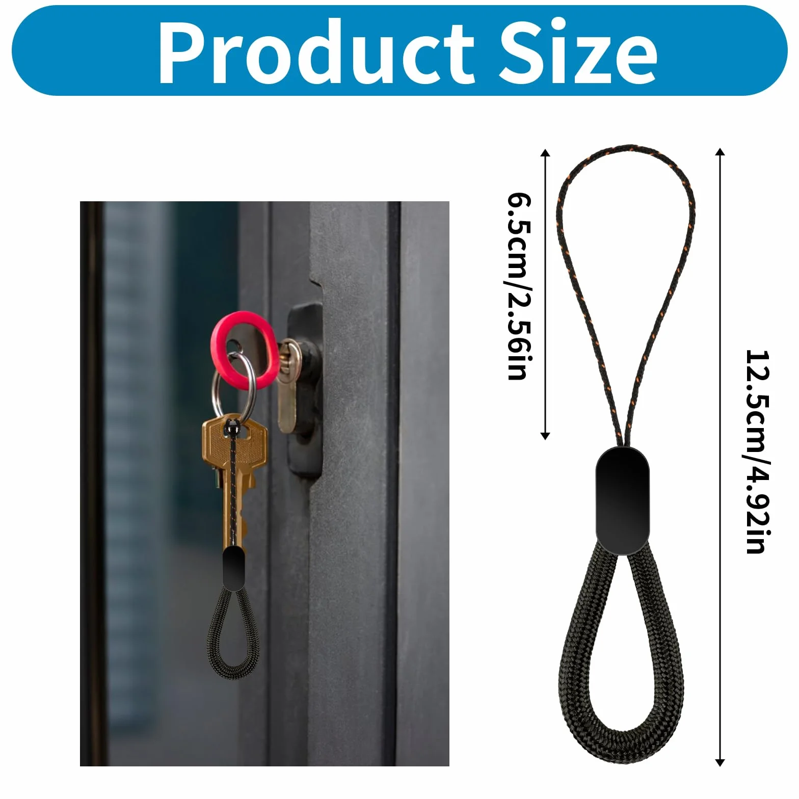 Mabor Zestaw 12 sztuk smyczy na palec, nylonowe, przenośne, krótkie, do pamięci USB, telefonów komórkowych, aparatów, kluczy (12,5 cm)