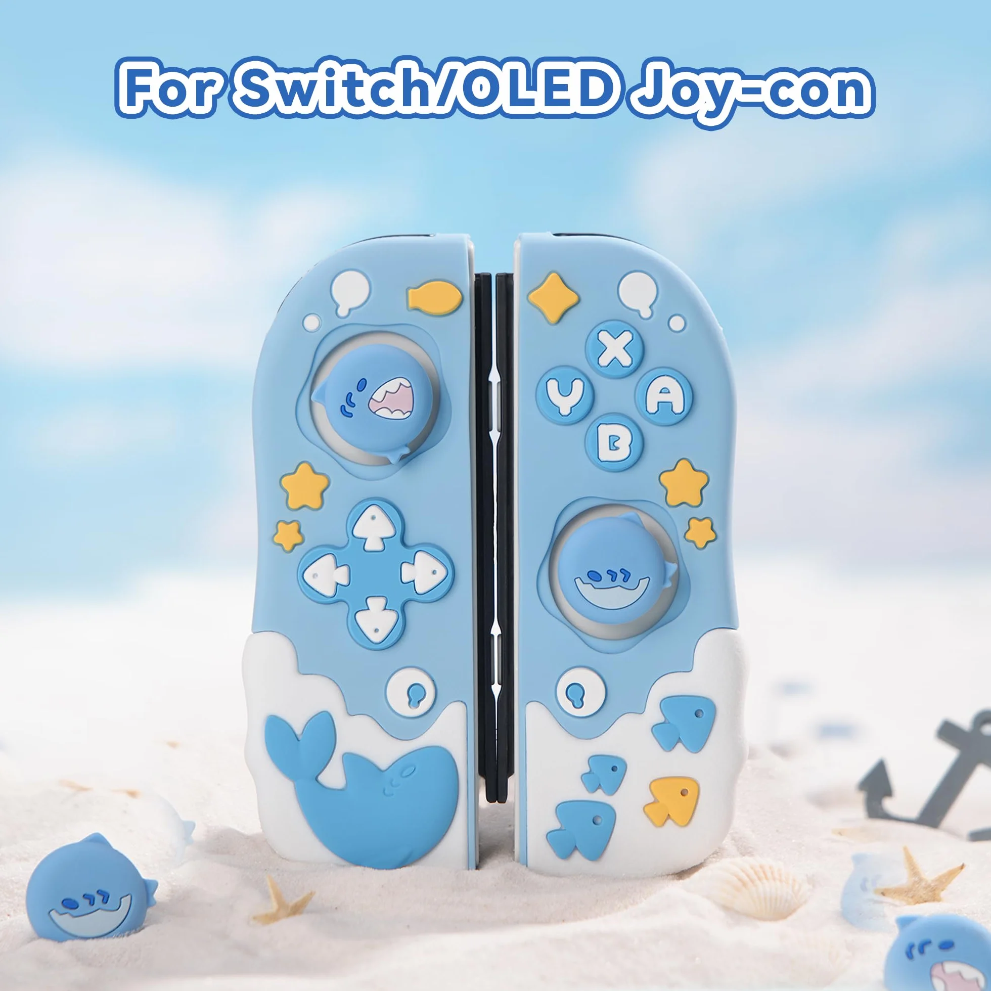Etui ochronne GeekShare do kontrolerów Switch, miękkie silikonowe etui ochronne kompatybilne z kontrolerem przenośnym Switch s - Shark Party