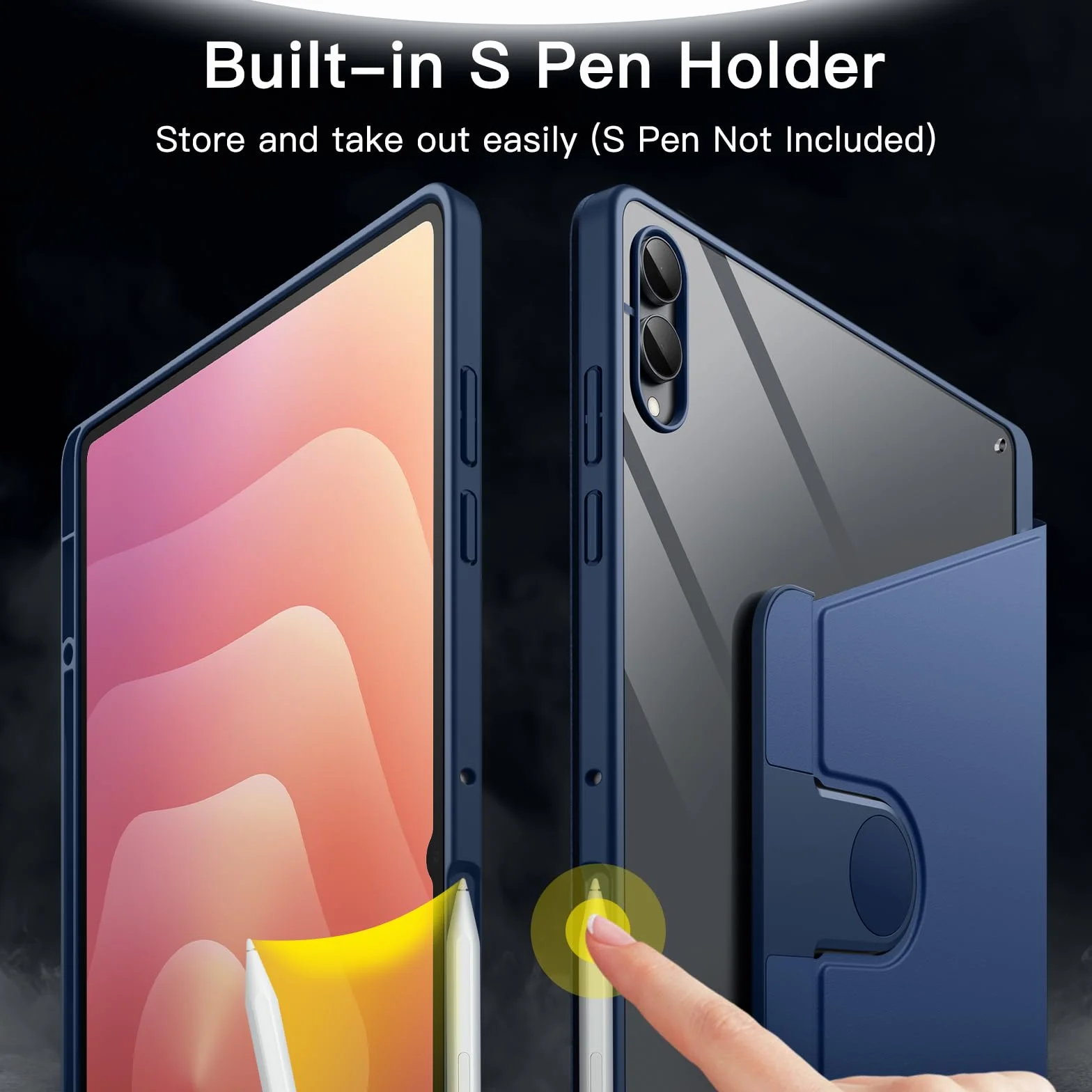 JETech Obrotowe Etui dla Samsung Galaxy Tab S11 Ultra z Uchwytem S Pen, 360 Stopni Obrotem Ochronna Podstawkę Osłona Przejaśniać Tylna, Automatycznie Budzi/Spać (Granatowy)