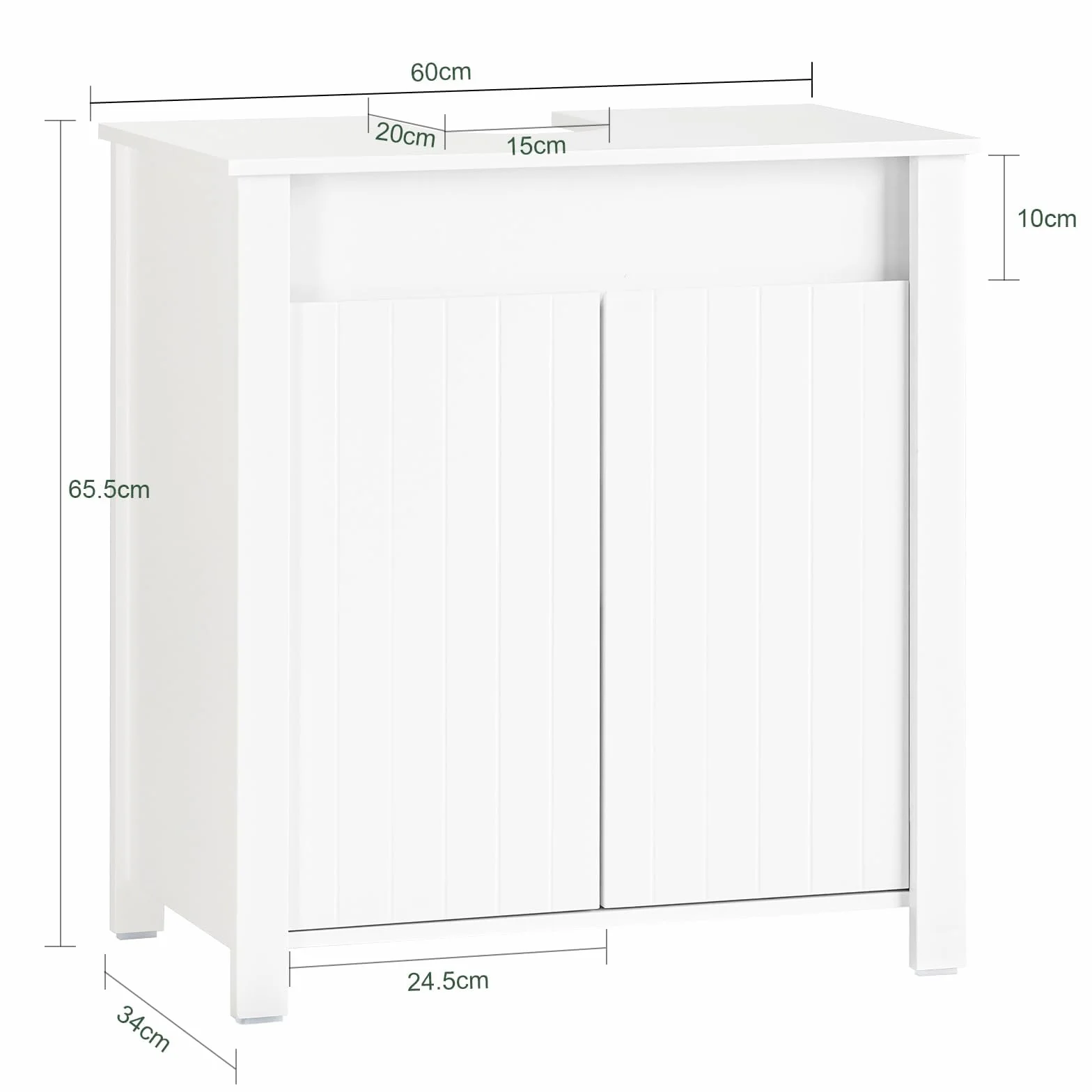 SoBuy BZR101-W Stojąca Szafka Pod Umywalkę Łazienkowa Komoda Kosz na Pranie Biały 60x34x65.5 cm
