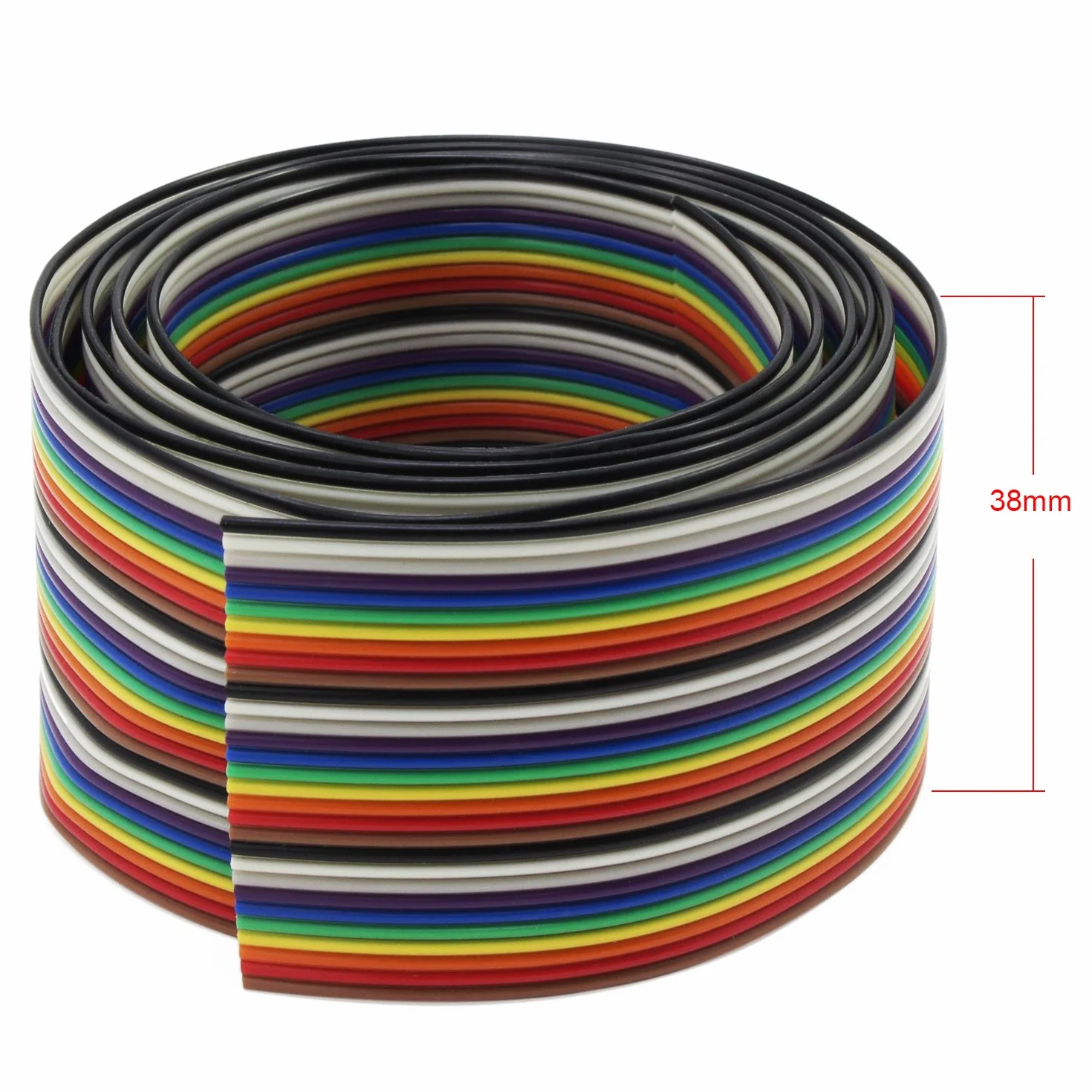 Aussel Kabel wstążkowy 30-centymetrowy 1,27 mm tęczowy kolor płaski kabel do złączy 2,54 mm (30 przewodów/3 M)