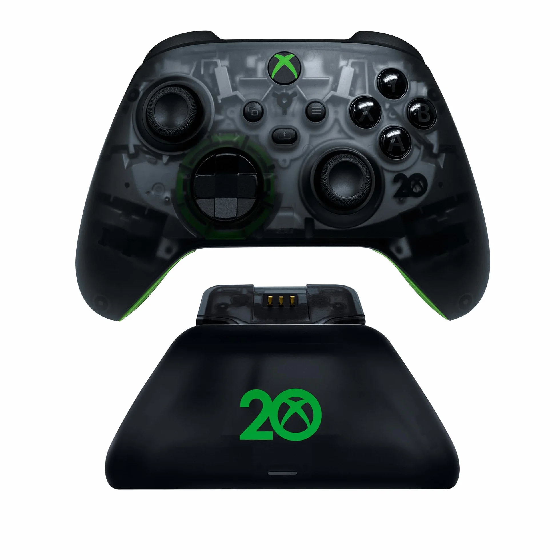 Razer RC21-01750900-R3M1, Uniwersalny stojak do szybkiego ładowania do kontrolerów Xbox (szybkie ładowanie, uniwersalna kompatybilność z nowymi i starymi kontrolerami), Czarny/przezroczysty