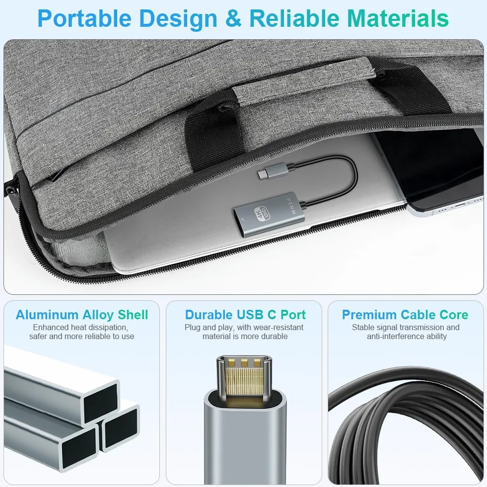 AXFEE Adapter USB C na HDMI, adapter 4K przy 30 Hz typu C na HDMI, konwerter Thunderbolt 3 na HDMI, kompatybilny z telefonem z serii 15, MacBook Pro/Air, i-Pad Pro, Surface Book