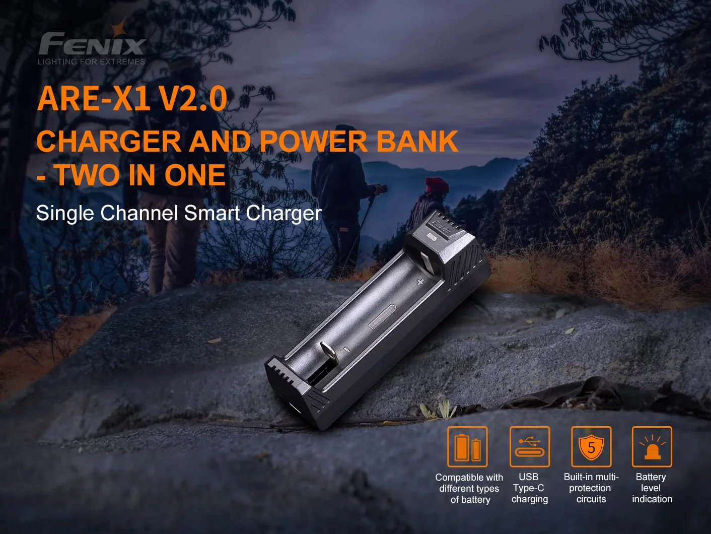 Fenix Ładowarka litowo-jonowa ARE-X1 v2.0 do akumulatorów 18650, 21700 i 26650