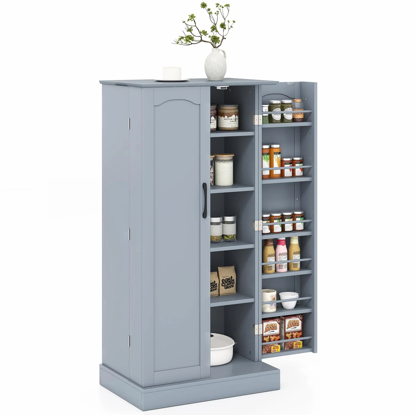 GIANTEX Szafka kuchenna z 2 drzwiami 60 x 40 x 120 cm szara