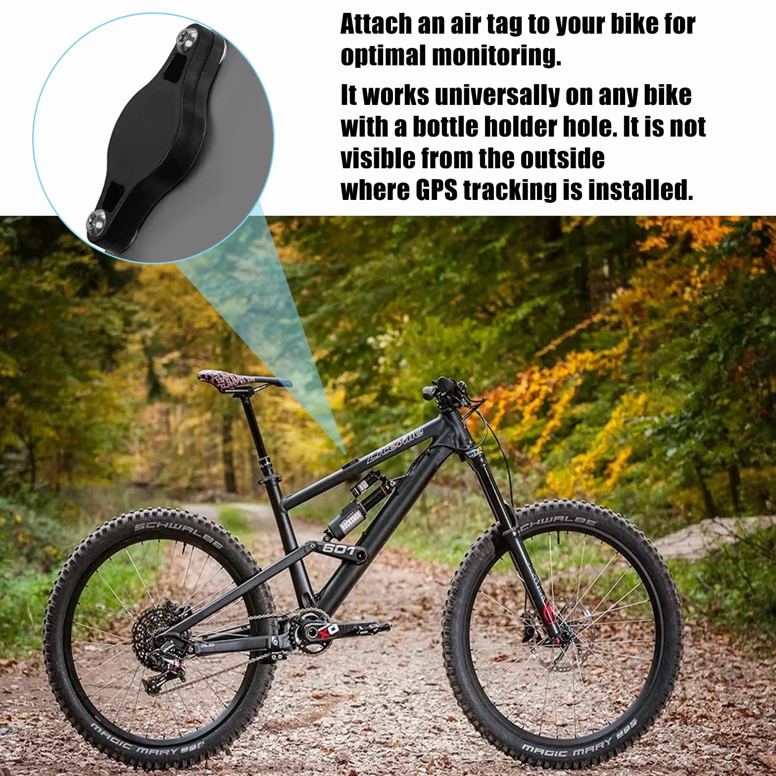 Uchwyt rowerowy na siodełko rowerowe AirTag, dyskretna ochrona przed kradzieżą roweru, w tym śruby bezpieczeństwa, uniwersalny uchwyt rowerowy odporny na zachlapanie GPS z akcesoriami