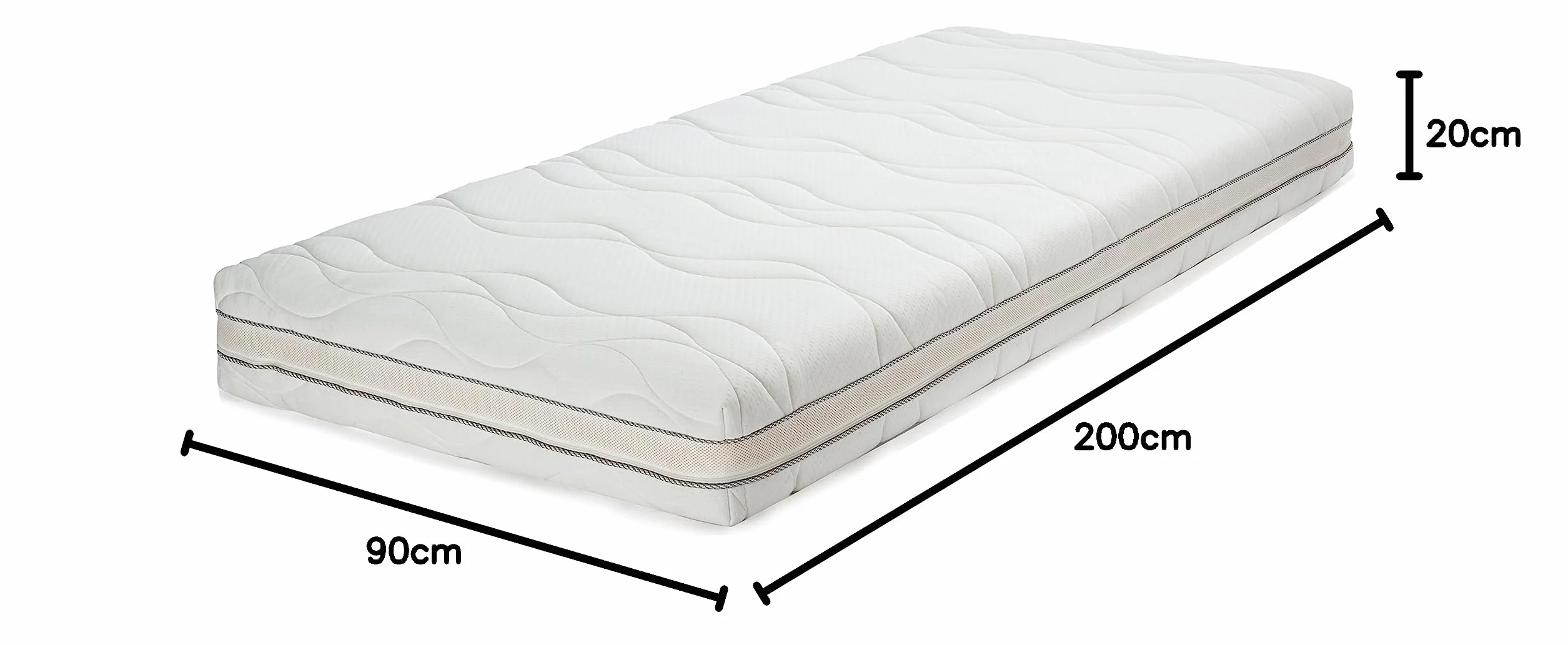 Amazon Basics materac z pianki memory z 7 strefami, średnio twardy (H3), 90 x 200 x 20 cm, biały