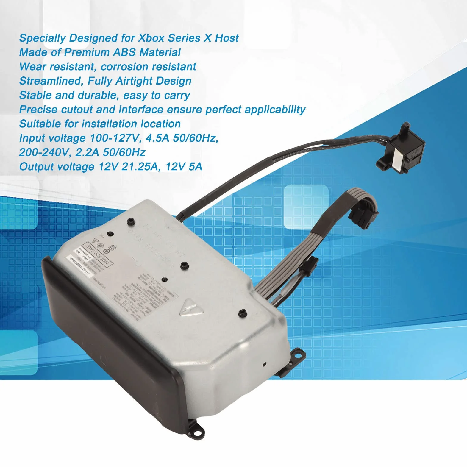 Wewnętrzny Zasilacz Gry, do Zasilacza Xbox Series X, Wymień Zasilacz Kontrolera Gier z Przewodem Zasilającym do Konsoli Xbox Series X 100-127 V 200-240 V(Wtyczka UE)
