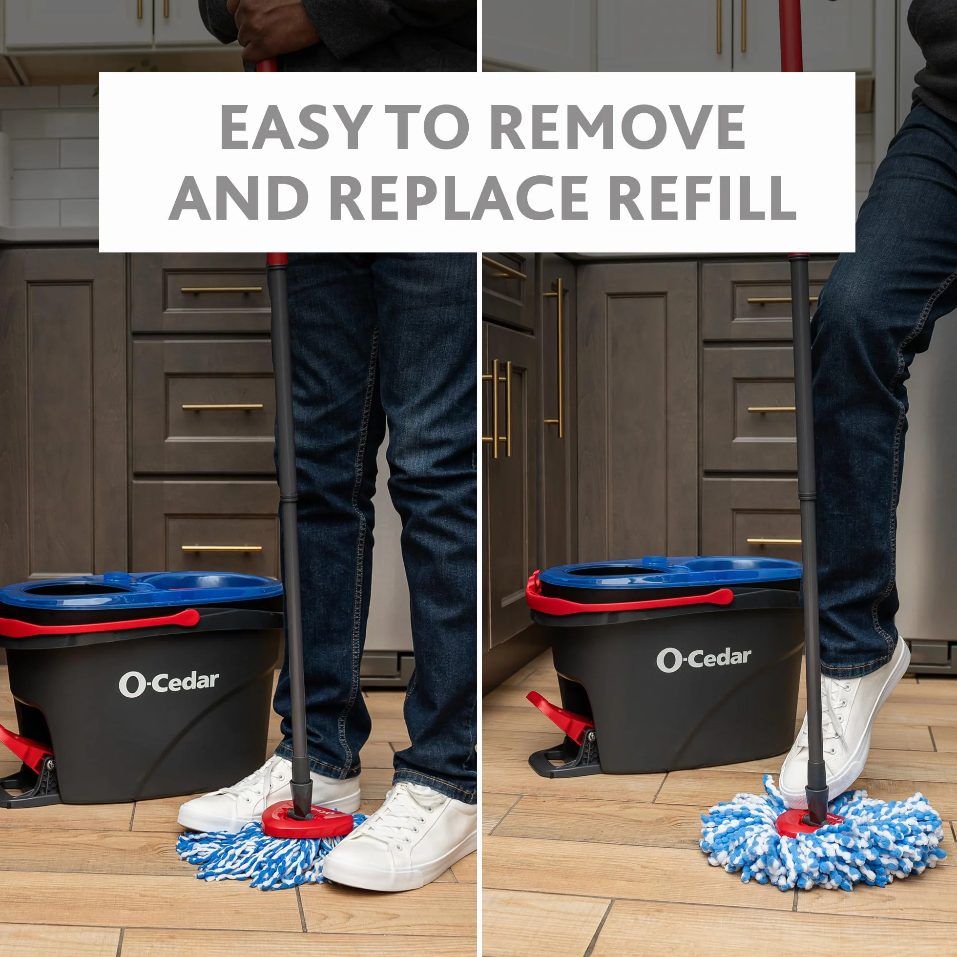 O-Cedar EasyWring system czyszczenia podłóg z mikrofibry, mop i wiadro Rinseclean + 2 wkłady
