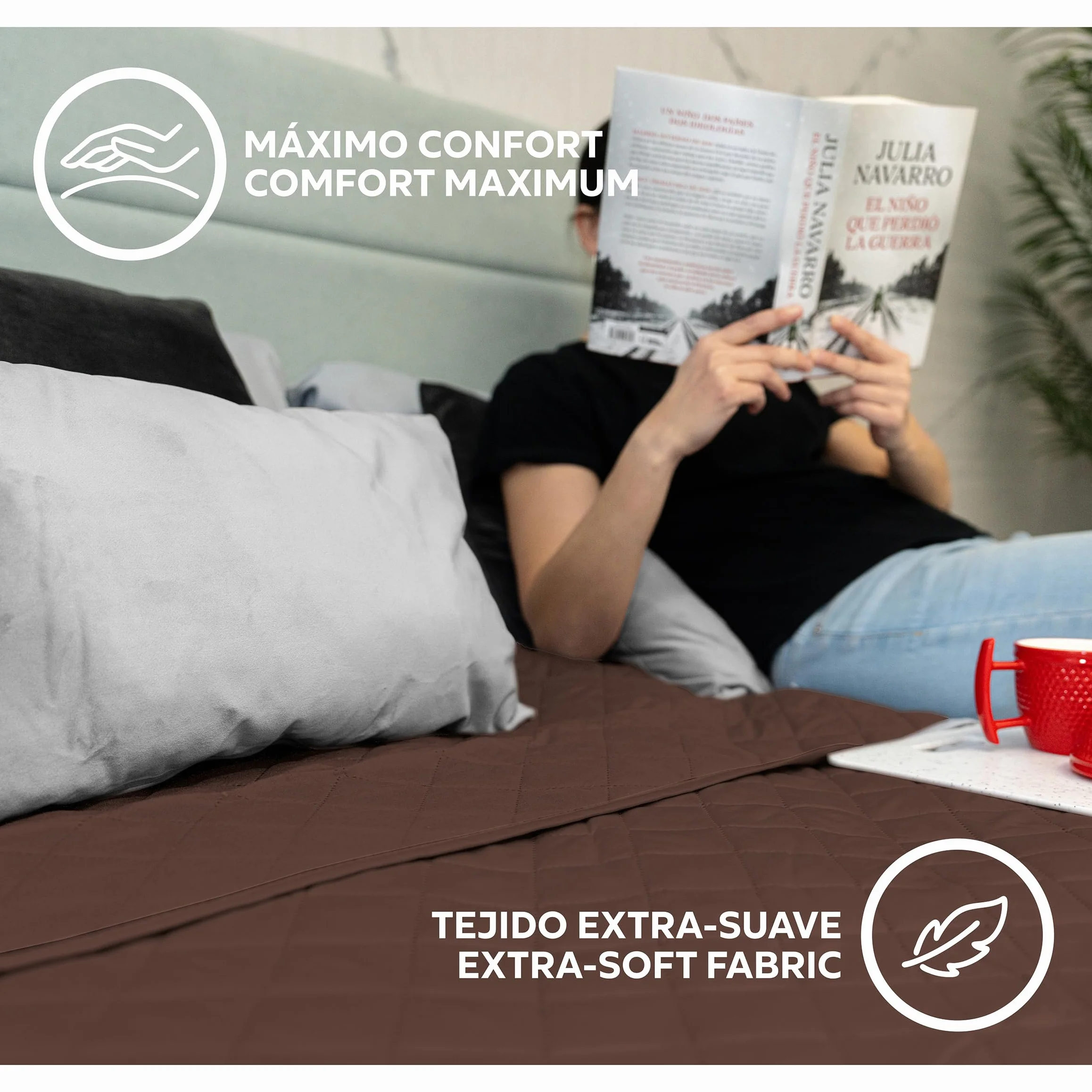 EasyCosy Narzuta dwuosobowa 250x260 cm brązowa w romby mikrofibra OEKO-TEX®