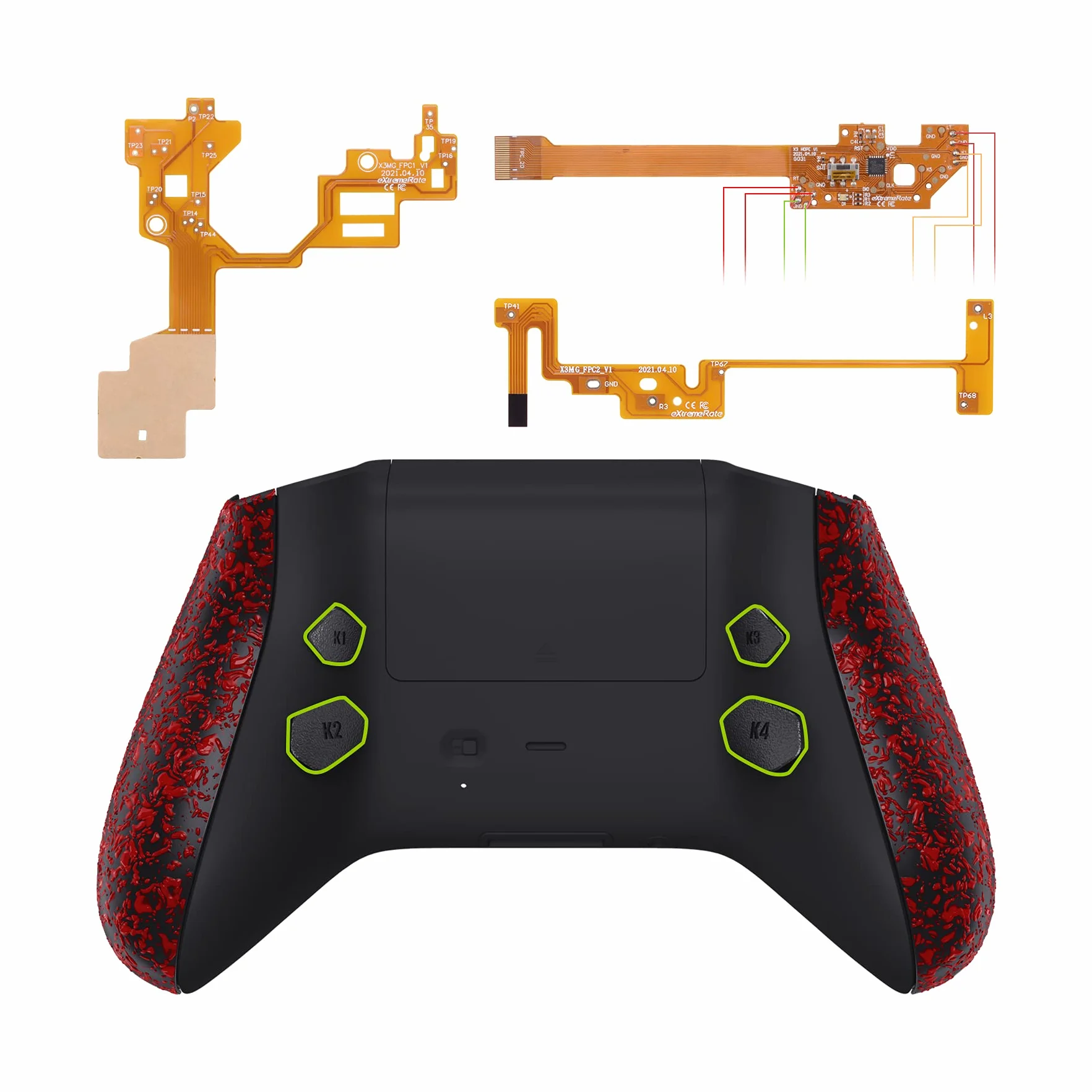 eXtremeRate Hope Programowalny zestaw Remap do kontrolera Xbox Series X/S, tablice aktualizacyjne, przeprojektowana tylna obudowa, boczne szyny i tylne przyciski do kontrolera Xbox Core, czerwony
