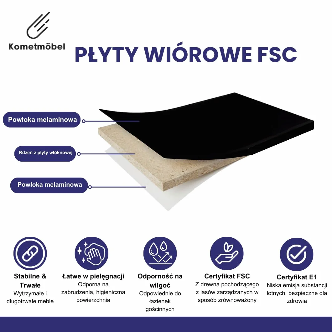 Umywalka z szafką mała 40cm Czarna