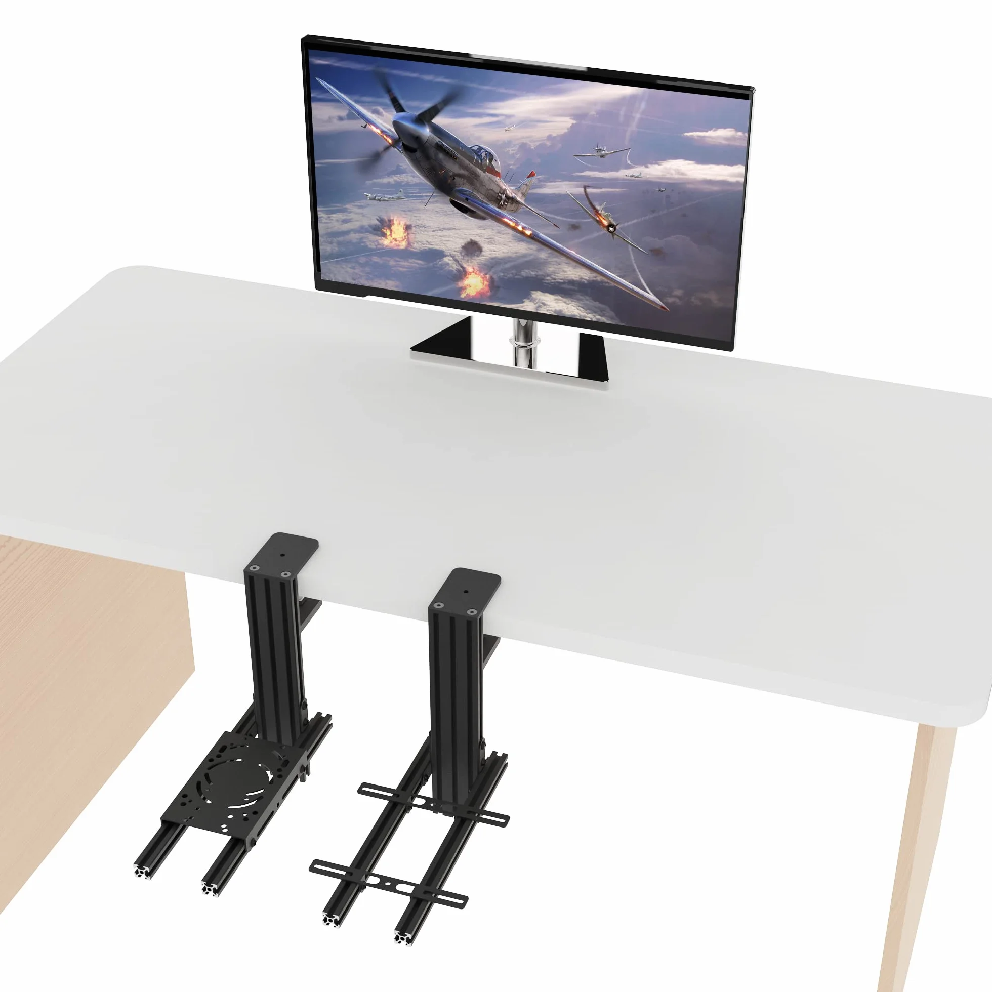 HIKIG 2-częściowy uchwyt biurkowy kompatybilny z Thrustmaster HOTAS Warthog Joystick, przepustnicą i HOTAS, obsługuje również inne urządzenie do gier lotniczych - czarny