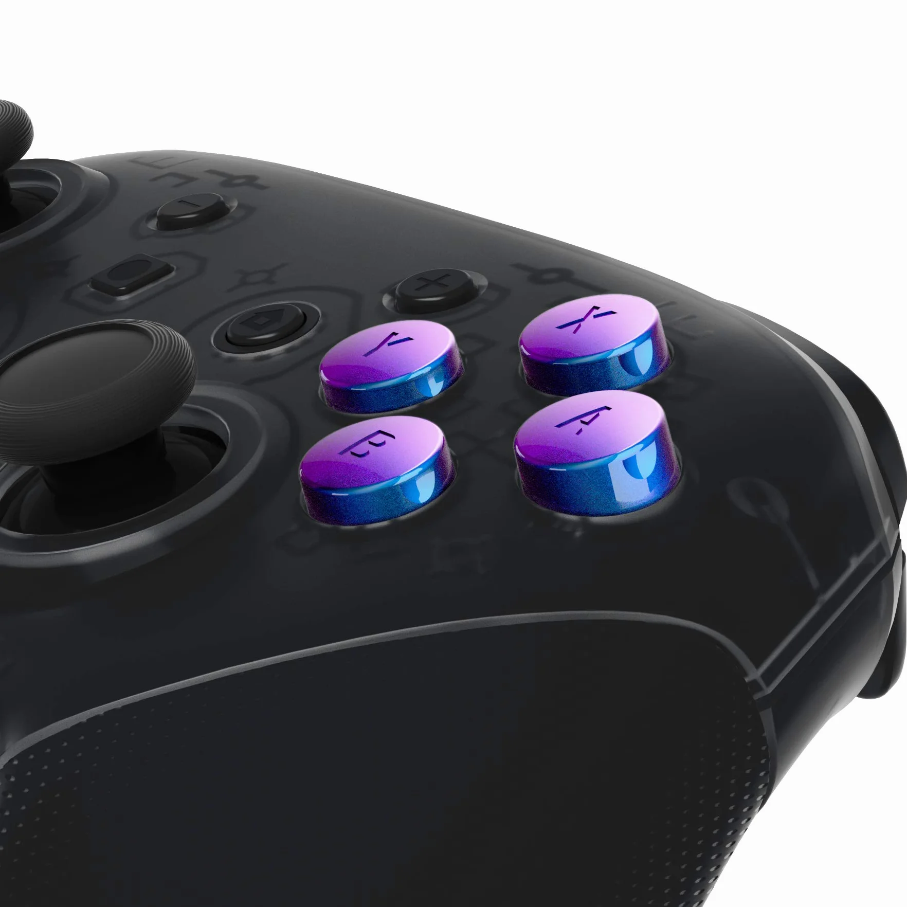 eXtremeRate Kameleon fioletowy niebieski wymienne przyciski ABXY do kontrolera Nintendo Switch Pro, wymienna wymiana ABXY do kontrolera NS Pro - kontroler nie jest dołączony
