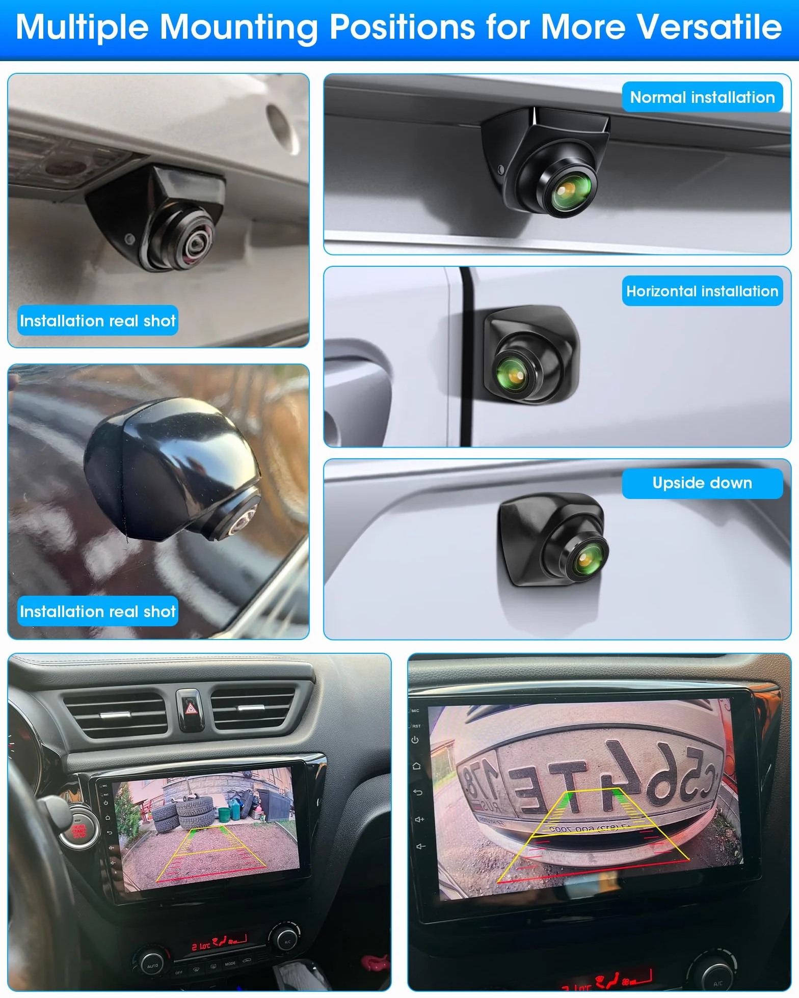 Jansite kamera cofania, 360° regulowana kamera cofania AHD 1080P 170° szeroki kąt Kamery cofania 12V-24V do kampera przyczepy kempingowej furgonetki pickupa ogólne