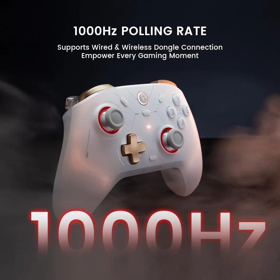 GameSir Cyclone 2 Multiplatform Wireless Controller- TMR Electromagnetic Joysticks&Hall Effect Switch triggers,6-axis Gyro Gaming Controller for Switch/PC/iOS/Android/Steam (Phantom White Bundle)
