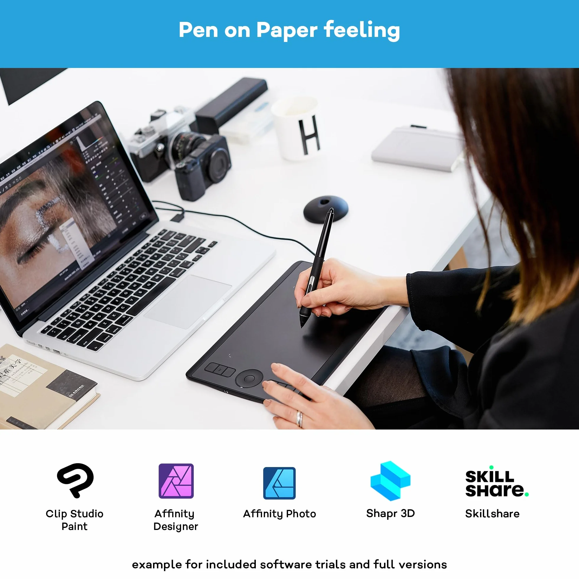 Wacom Intuos Pro Small Tablet Graficzny/Kompaktowy Tablet z Piórem Pro Pen 2 z Wymiennymi Końcówkami, Do Pracy i Nauki Zdalnej