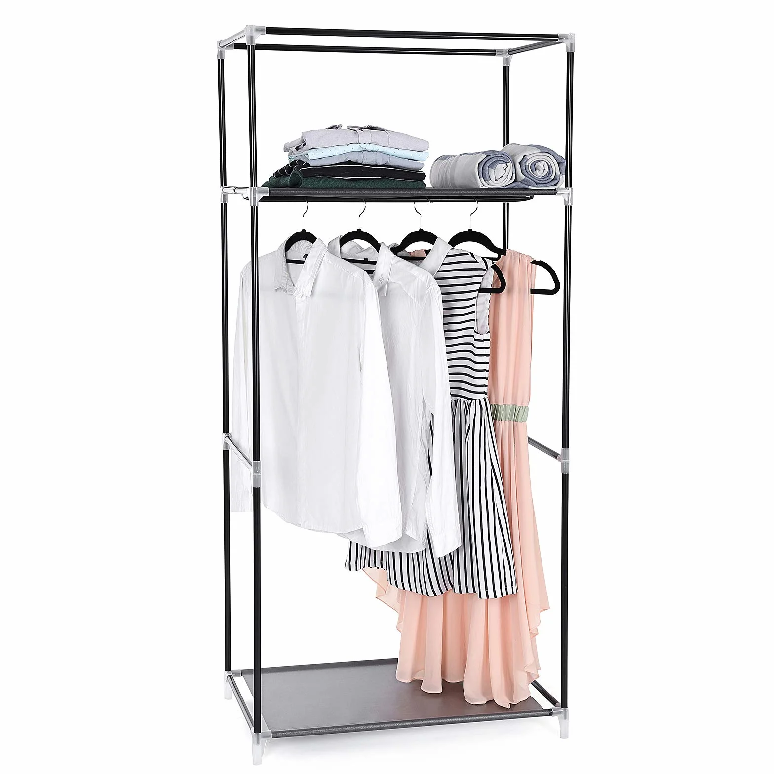 SONGMICS Szafa materiałowa składana z drążkiem 75x45x160 cm szara RYG83GY