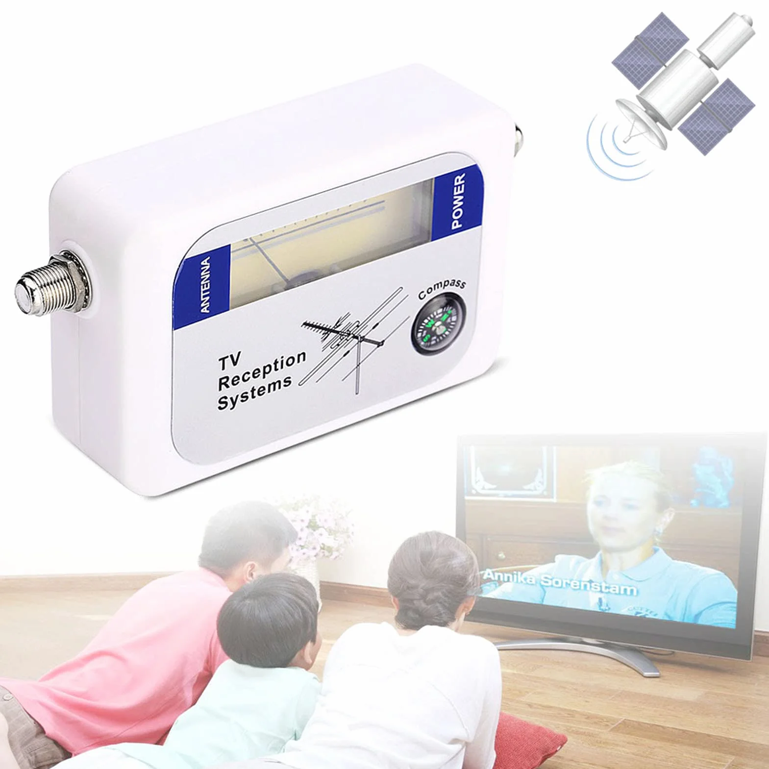 Cuifati Wyszukiwarka anteny telewizji cyfrowej, przenośny wykrywacz sygnału satelitarnego, odbiornik detektora siły sygnału telewizyjnego, z podświetleniem/kompasem