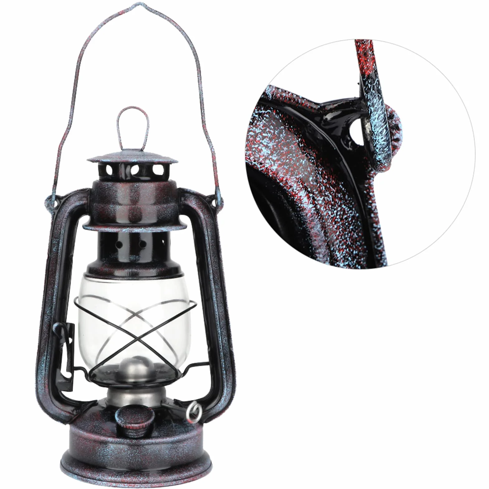 Klasyczna lampa naftowa 24 cm do kempingu, czarny Retro