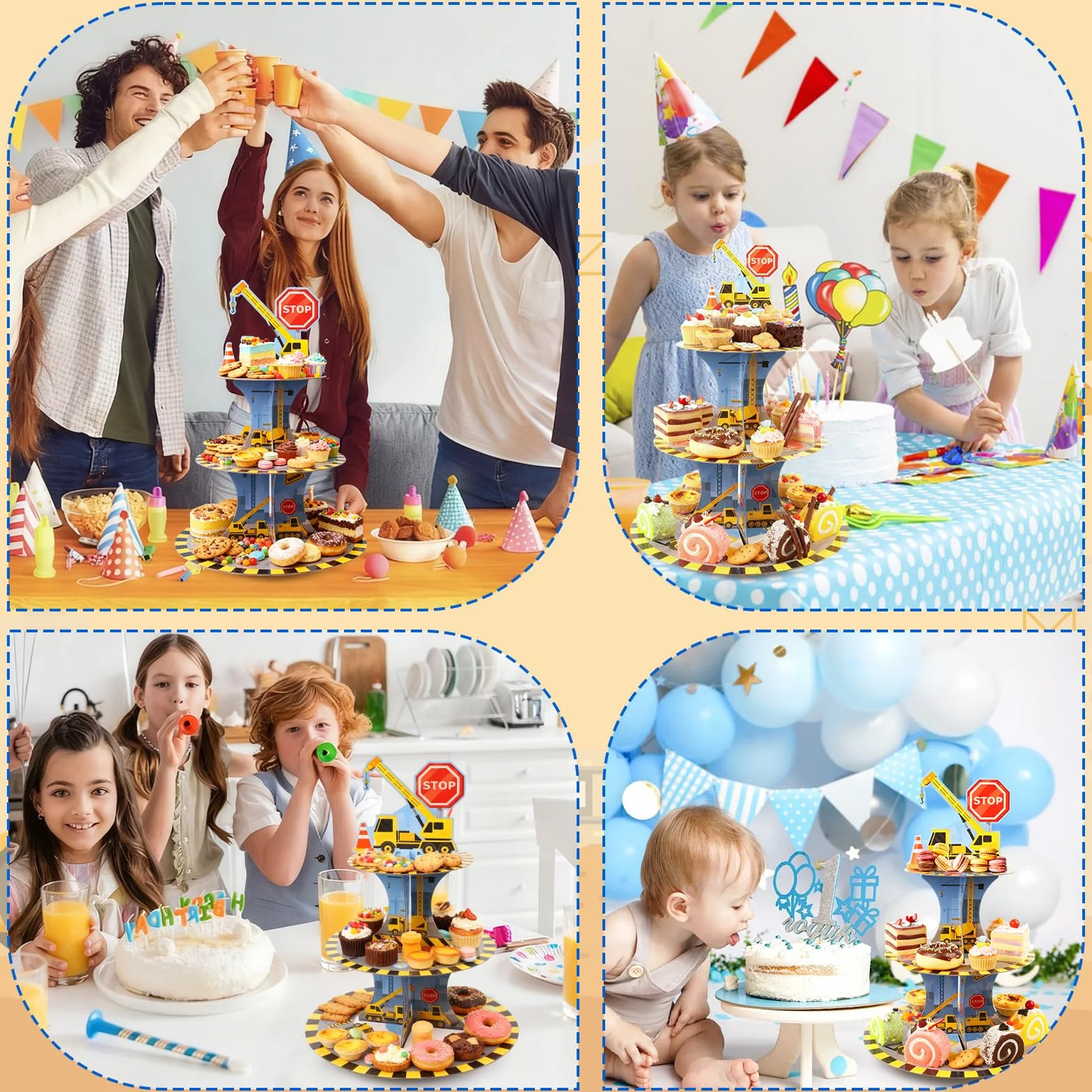 Budowa podstawki na babeczki, kartonowa patera na tort, 3-poziomowa wieża na babeczki, wielokrotnego użytku, dla dzieci, na przyjęcie urodzinowe, baby shower, spotkania