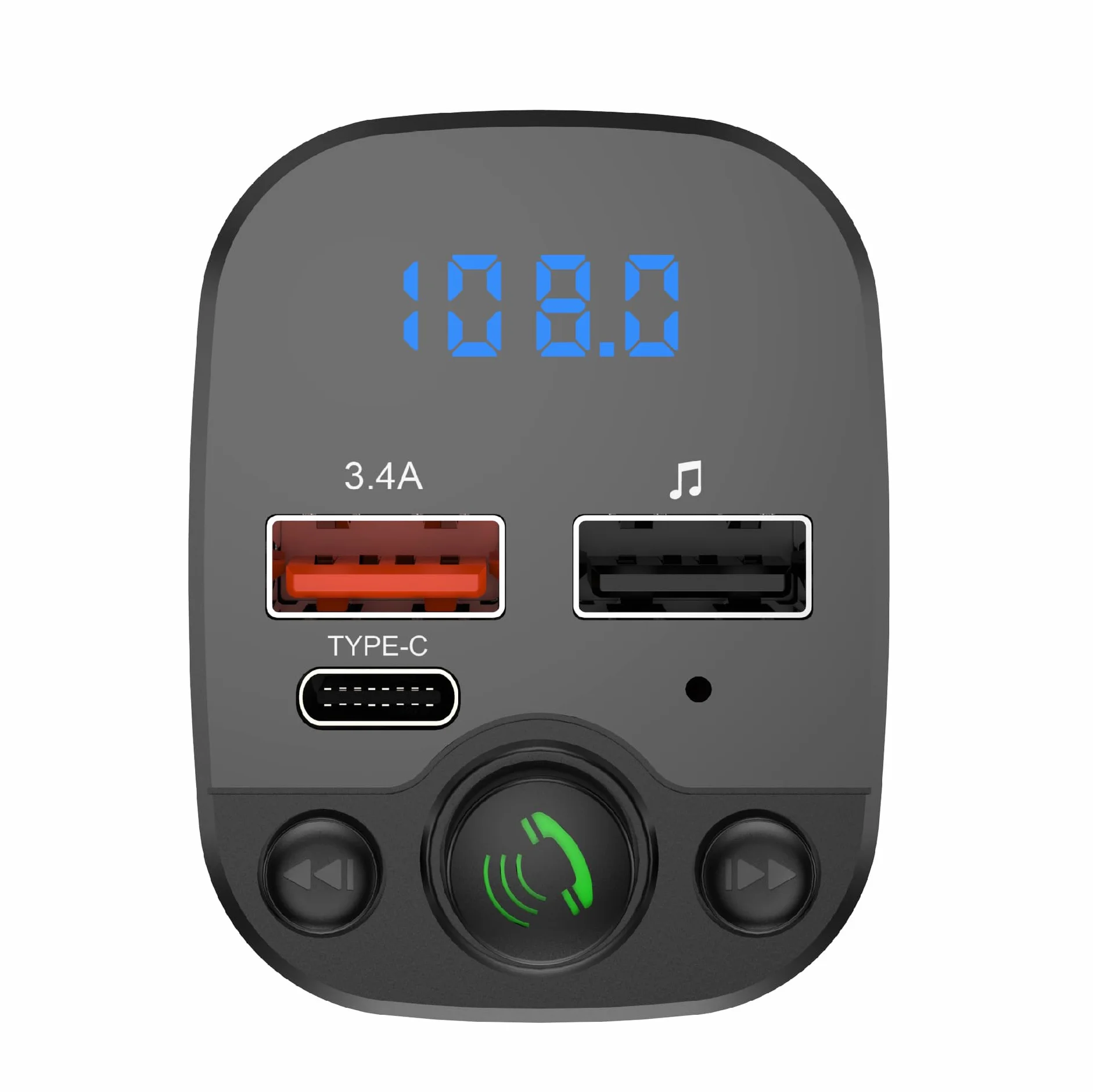 Samochodowy transmiter Bluetooth FM PD typu C Dual USB 3,4 A MP3 oświetlenie otoczenia zestaw głośnomówiący szybki kolorowy modulator odtwarzacz, ładowarka, odtwarzacz muzyki, zapalniczka z funkcją