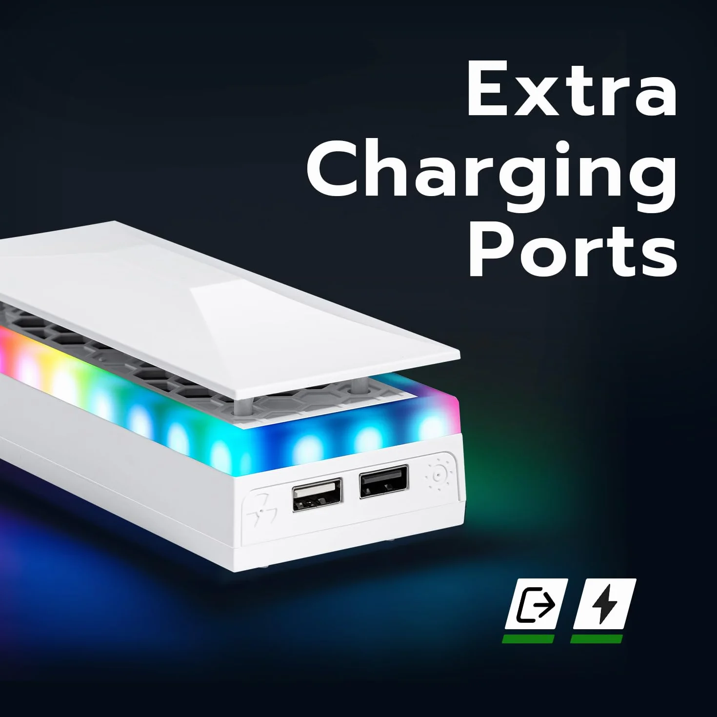 Mcbazel Xbox Series S Osłona wentylatora chłodzącego z 7 efektami świetlnymi RGB, obsługa 3 prędkości/transfer danych USB/port ładowania Podwójna chłodnica dla konsoli Xbox Series S - biała