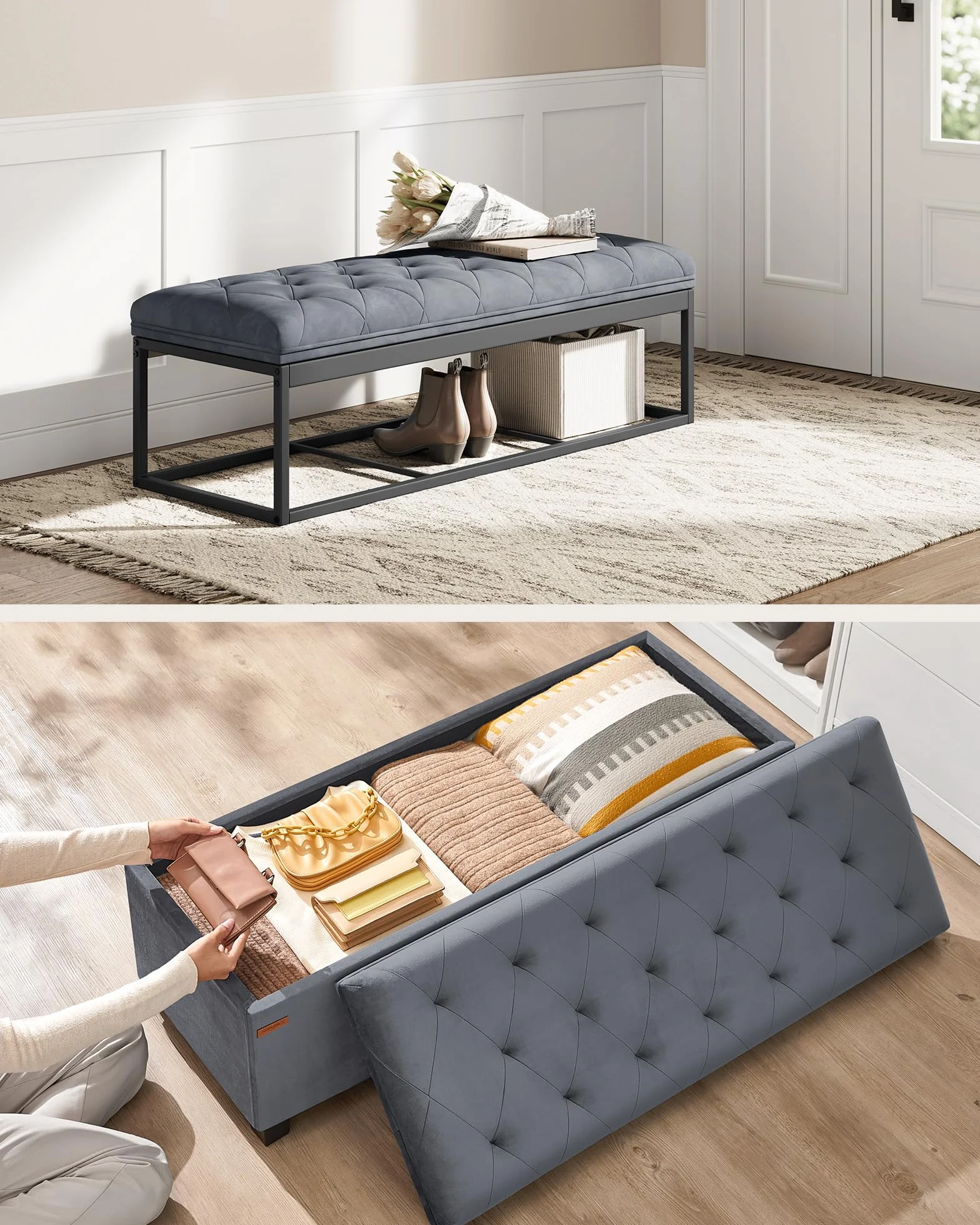 SONGMICS Taboret do przechowywania 40 x 110 x 40 cm obciążenie 300 kg