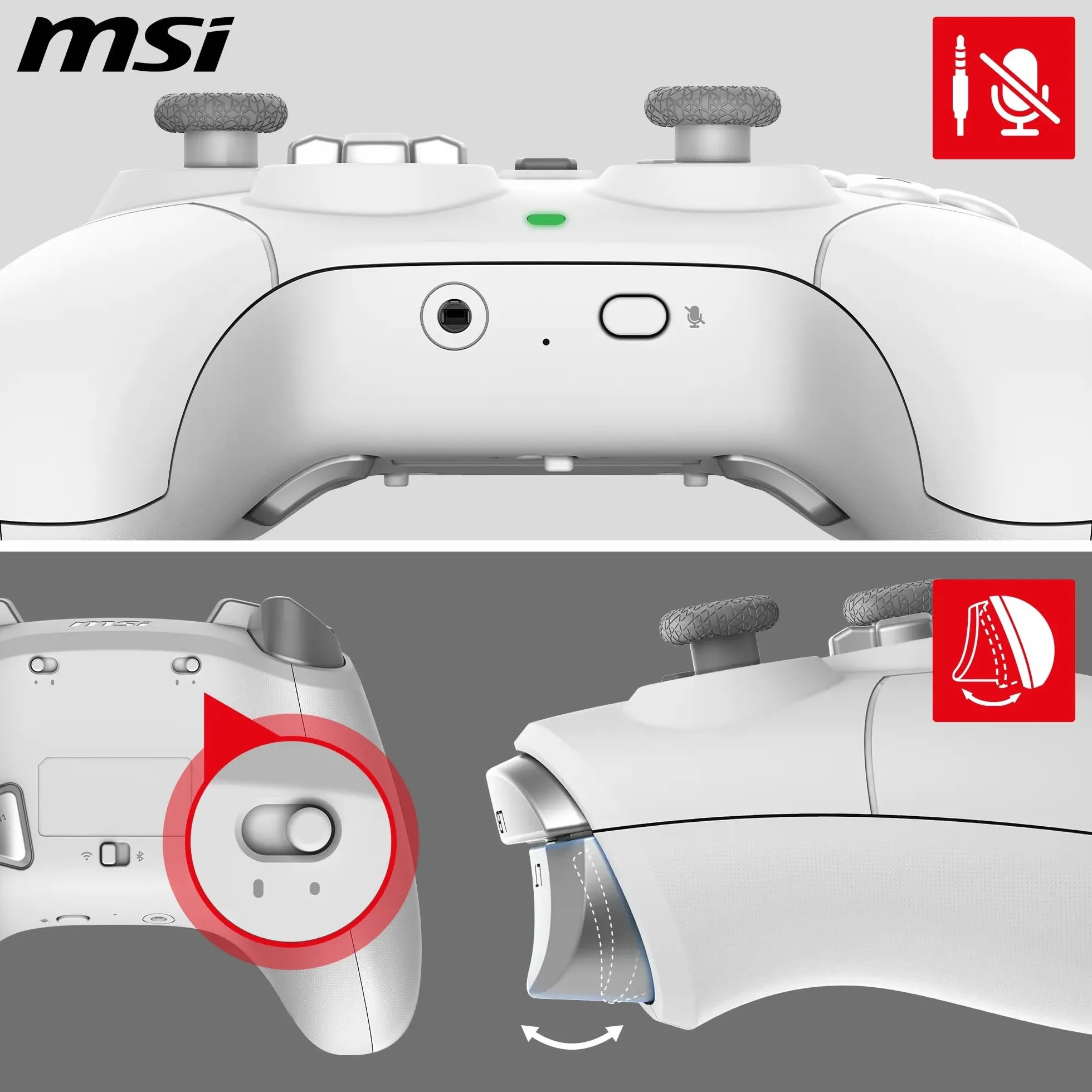 MSI FORCE GC300 WIRELESS WHITE Bianco USB 2.0 Gamepad Analogico PC