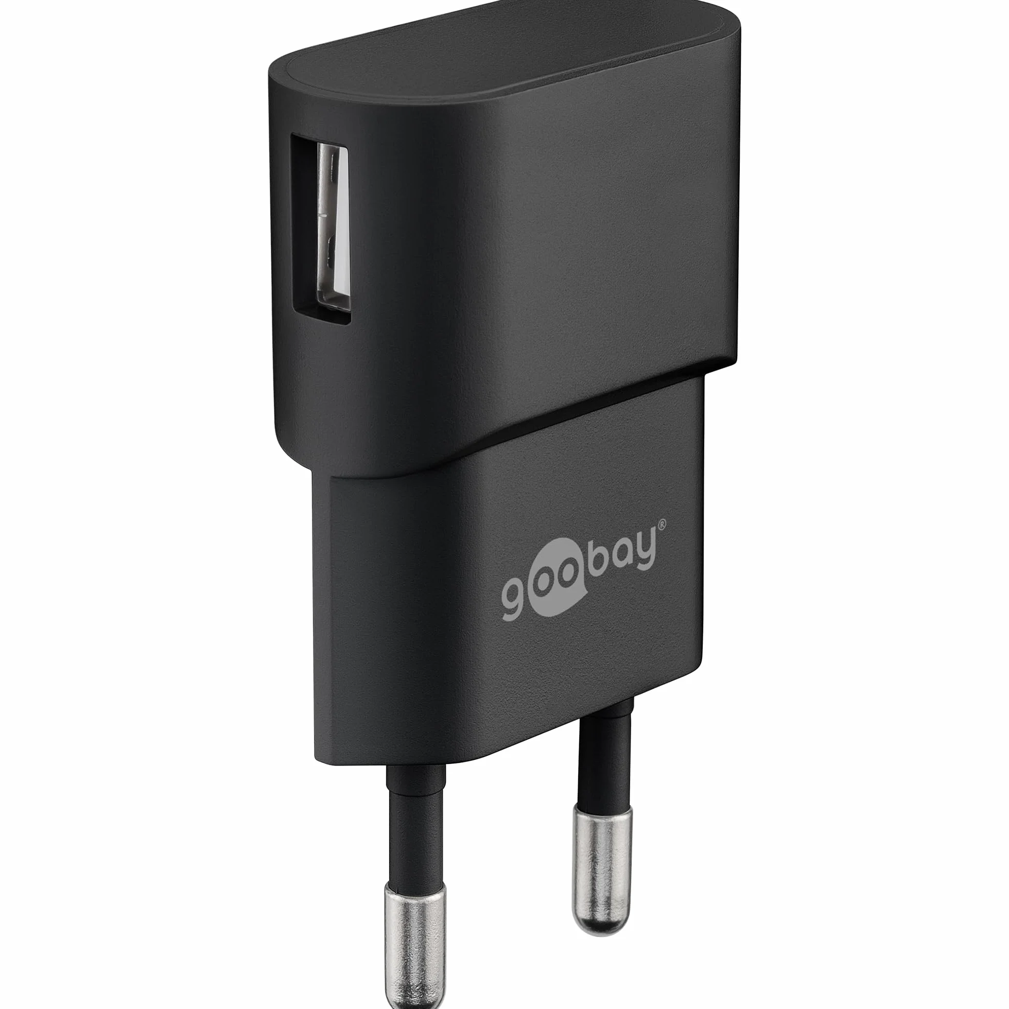 goobay 44947 ładowarka USB 5 W, kompaktowy zasilacz sieciowy z 1 A, pojedynczy adapter USB-A, idealna do ładowania iPhone’a, słuchawek i smartwatcha, czarna