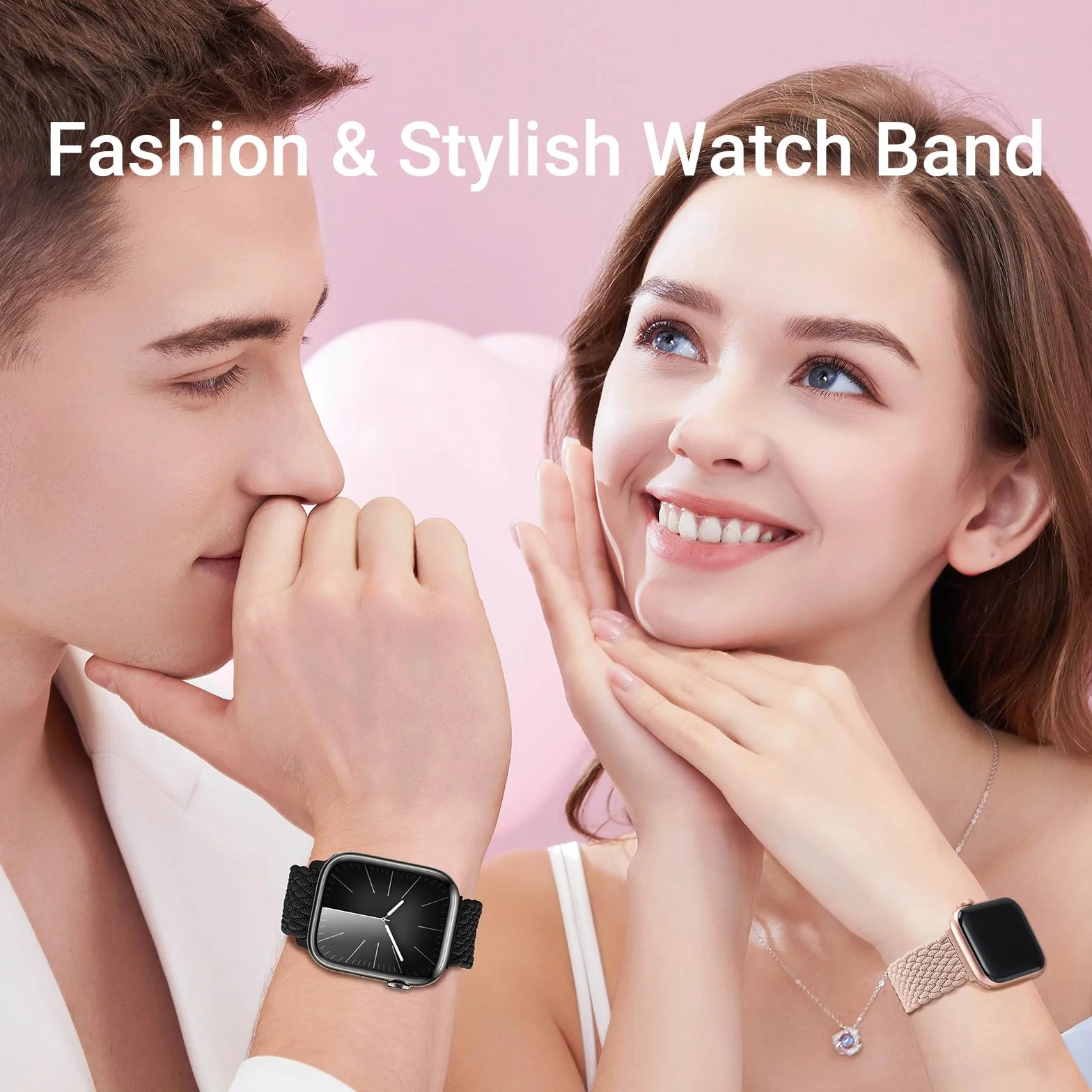 Pleciony pasek kompatybilny z paskami Apple Watch 38, 40 mm, 42 mm i iWatch SE serii 10, 9, 8, 7, 6, 5, 4, 3, 2, 1, elastyczny, z nylonu, dla mężczyzn i kobiet, z magnetycznym zapięciem
