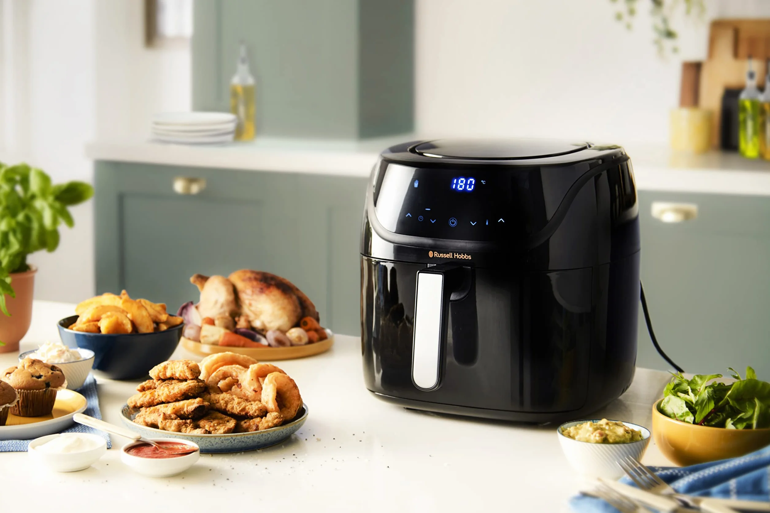 Russell Hobbs Frytkownica beztłuszczowa XXL 8L [7 funkcji gotowania, 10 programów] Rapid Air (można myć w zmywarce, max. 220°C, frytkownica bez oleju, grill, pieczenie, smażenie) SatisFry 27170-56