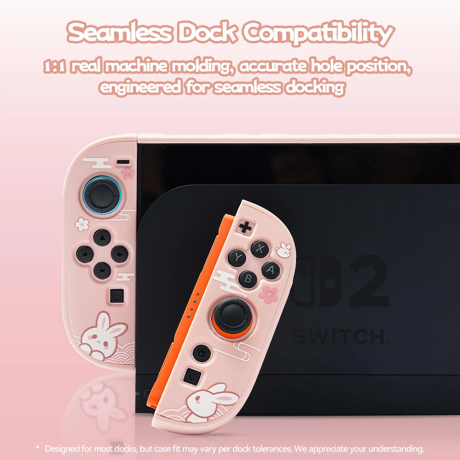 GeekShare Powłoka ochronna kompatybilna z Switch 2, Kawaii Cartoon dokowalna obudowa kompatybilna z Switch 2, odporna na zarysowania i amortyzująca wstrząsy pokrywa skórka - Królik Parowanej Bułeczki