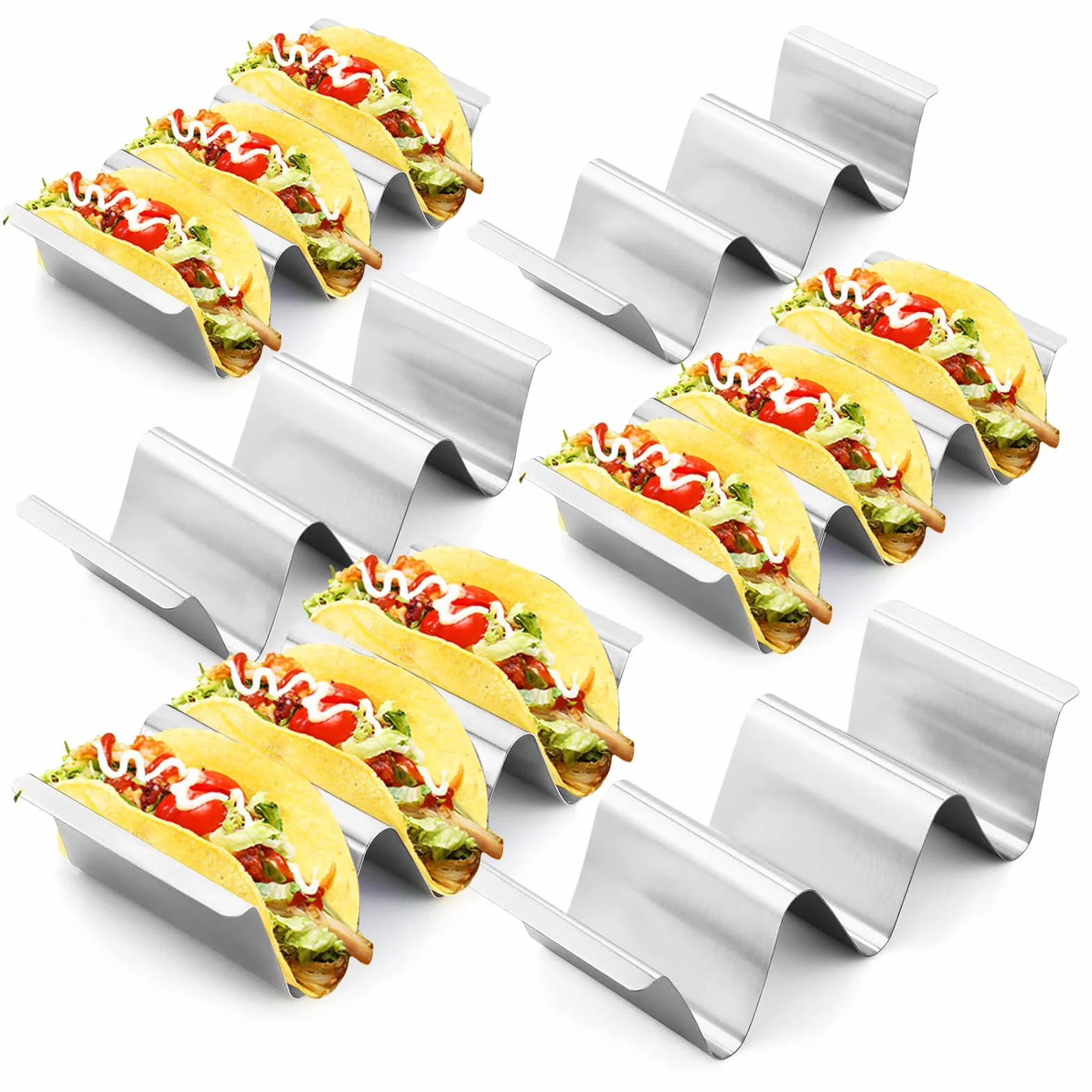 Uchwyt na taco, stal nierdzewna, 6 sztuk, pomieści do 3 tacos