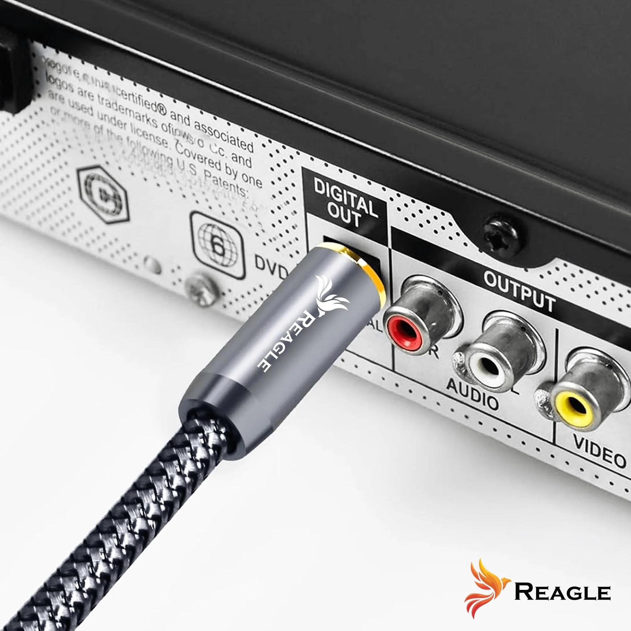 Reagle TOSLINK Kabel Optyczny, HQ SPDIF, Cyfrowy Kabel Audio, Kabel z Włókna Szklanego, do Soundbara, Telewizora, Wzmacniacza Kina Domowego, HiFi (srebrny, 5M)