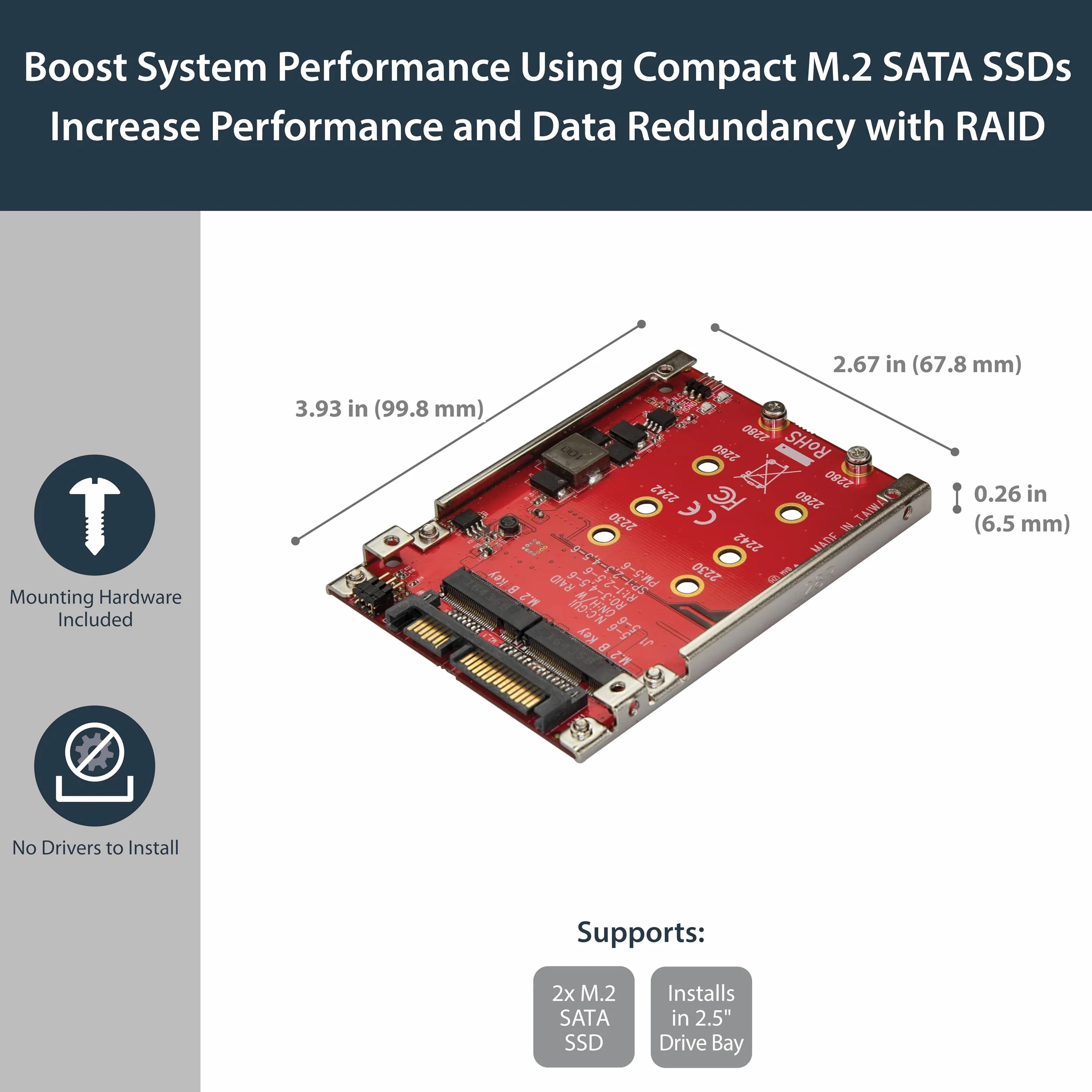 StarTech.com Dual-Slot M.2 Drive to SATA, adapter dyskowy 6.3 cm (2,5") RAID