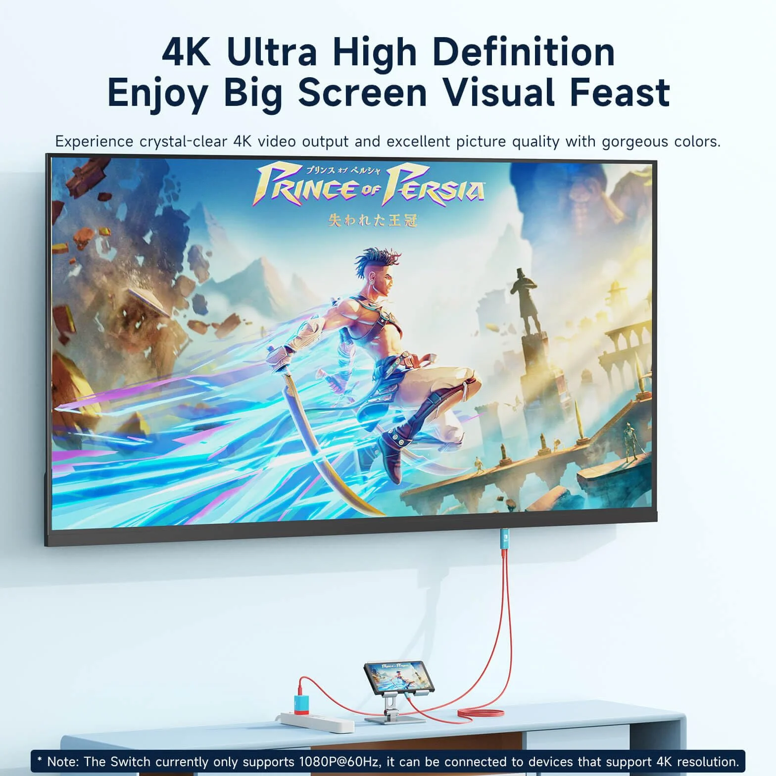 JEMDO Kabel USB C na HDMI 3 m 4K 30 Hz kompatybilny z Nintendo Switch Steam Deck laptop telefon