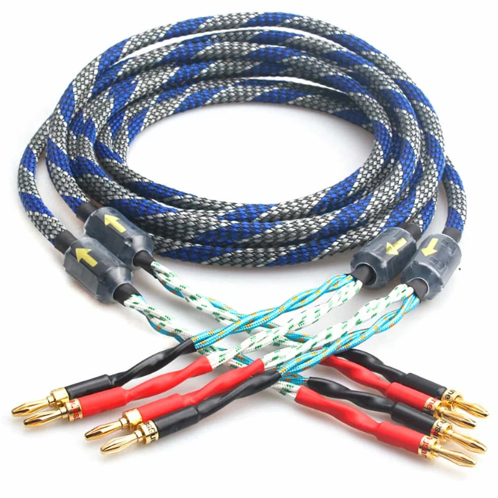 Para kabel głośnikowy HiFi, miedziany, wtyczka bananowa, dekoder, kable audio, zaktualizowana wersja (2,5 m)