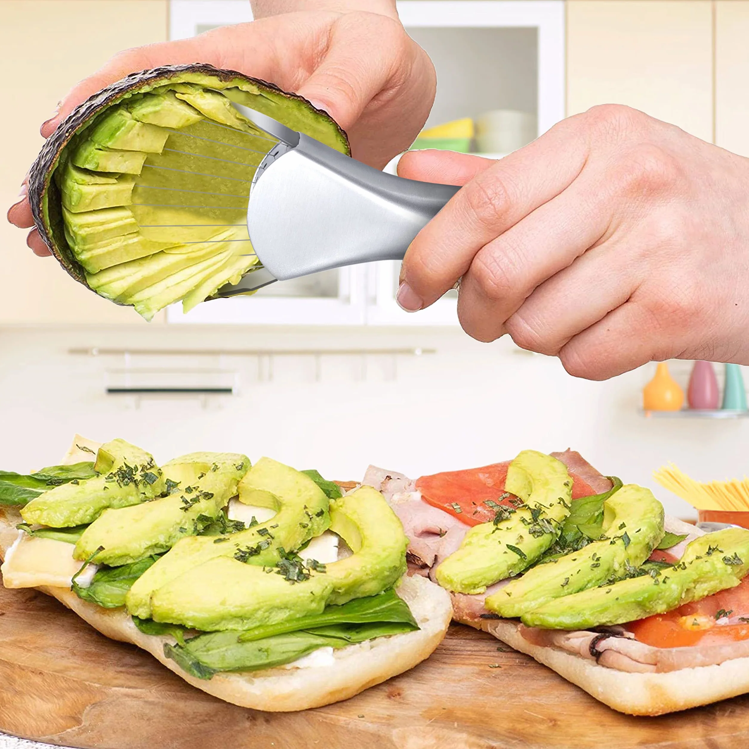 Krajalnica do żywności ze stali nierdzewnej, łatwa do odklejenia, do awokado, mango, kiwi, smoczych owoców, 11 sztuk, odporna na rdzę, nadaje się do mycia w zmywarce